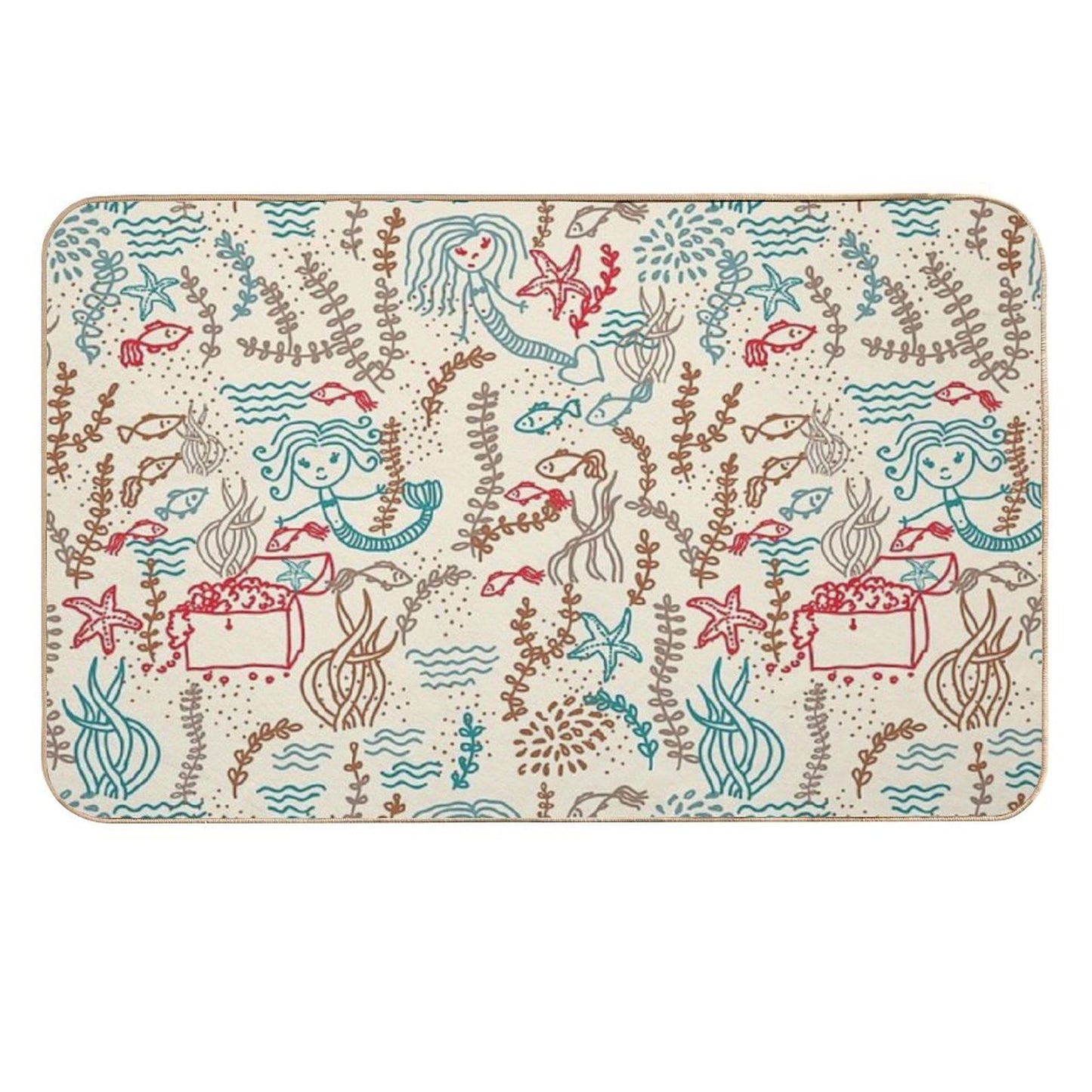 Cute Mermaids Pattern Dirt-Trapping Bath Mat