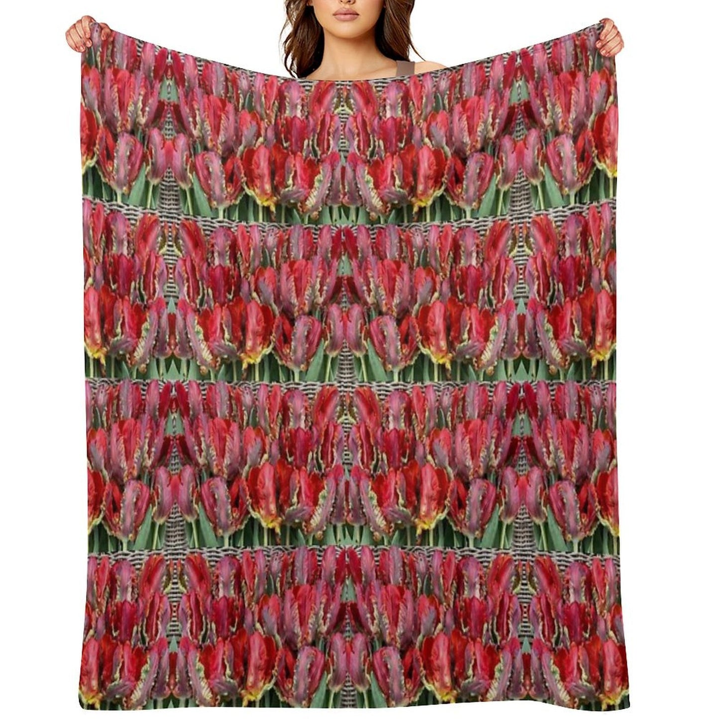 Parrot Tulips Floral Design Travel-friendly Throw Blanket