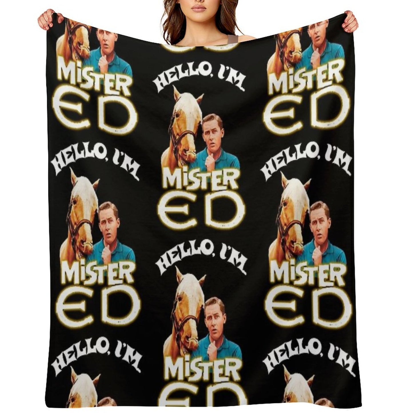 Hello I'm Mister Ed And Wilbur Post Talking Horse Tribute Eco-conscious Throw Blanket