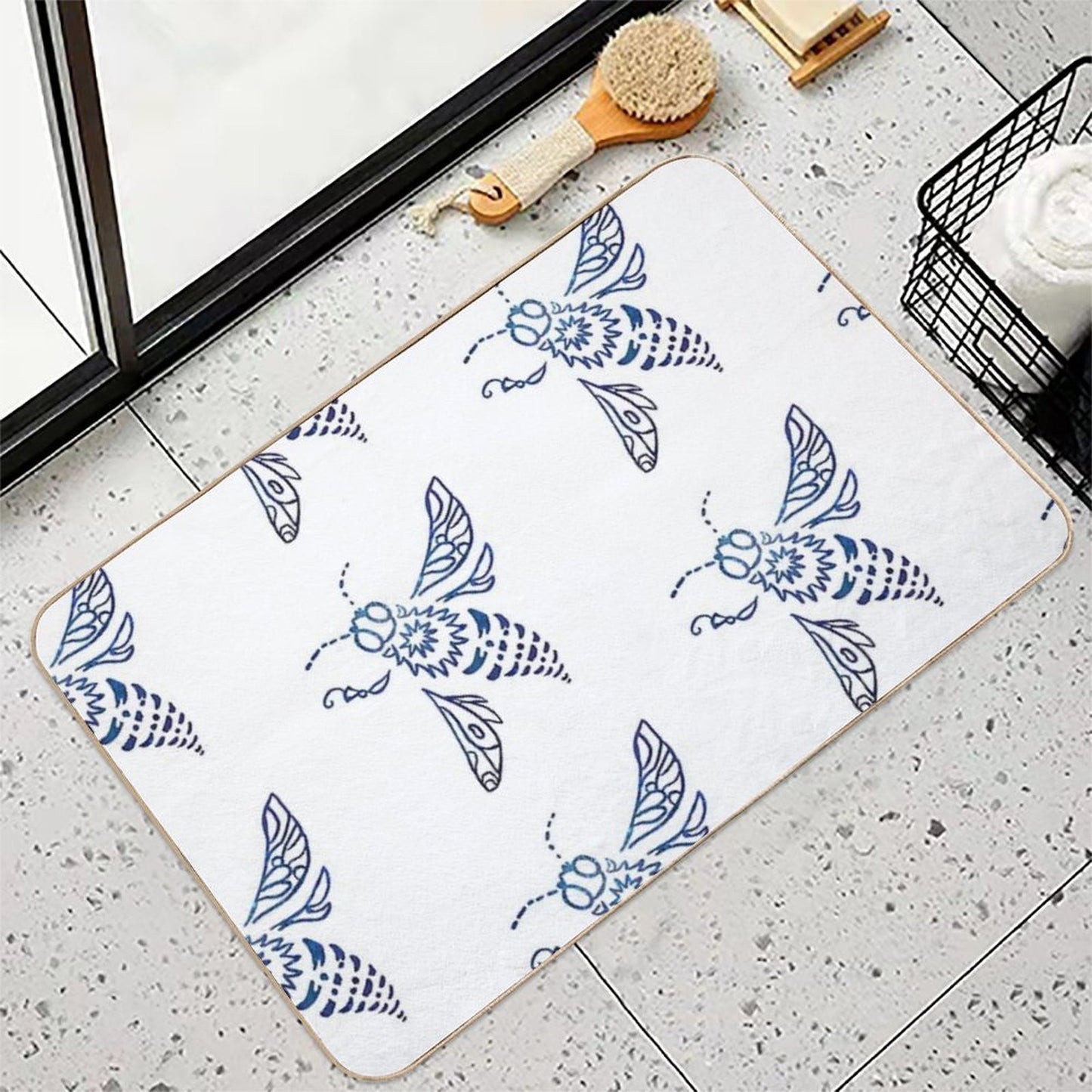 The Blue Bee Flies Easy To Clean Bath Mat