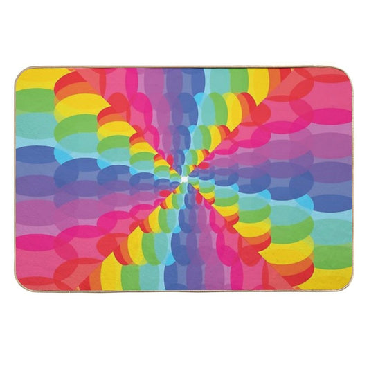 Rainbow Bubble Swirl  Fade-Resistant Bath Mat