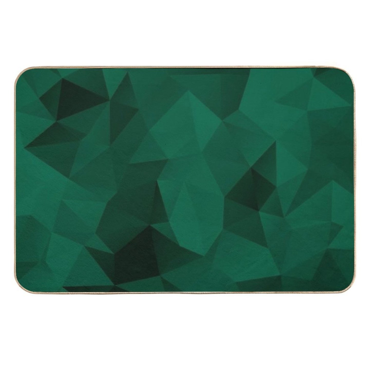 Polygonal Emerald Green Geometric Pattern Absorbent Bath Mat
