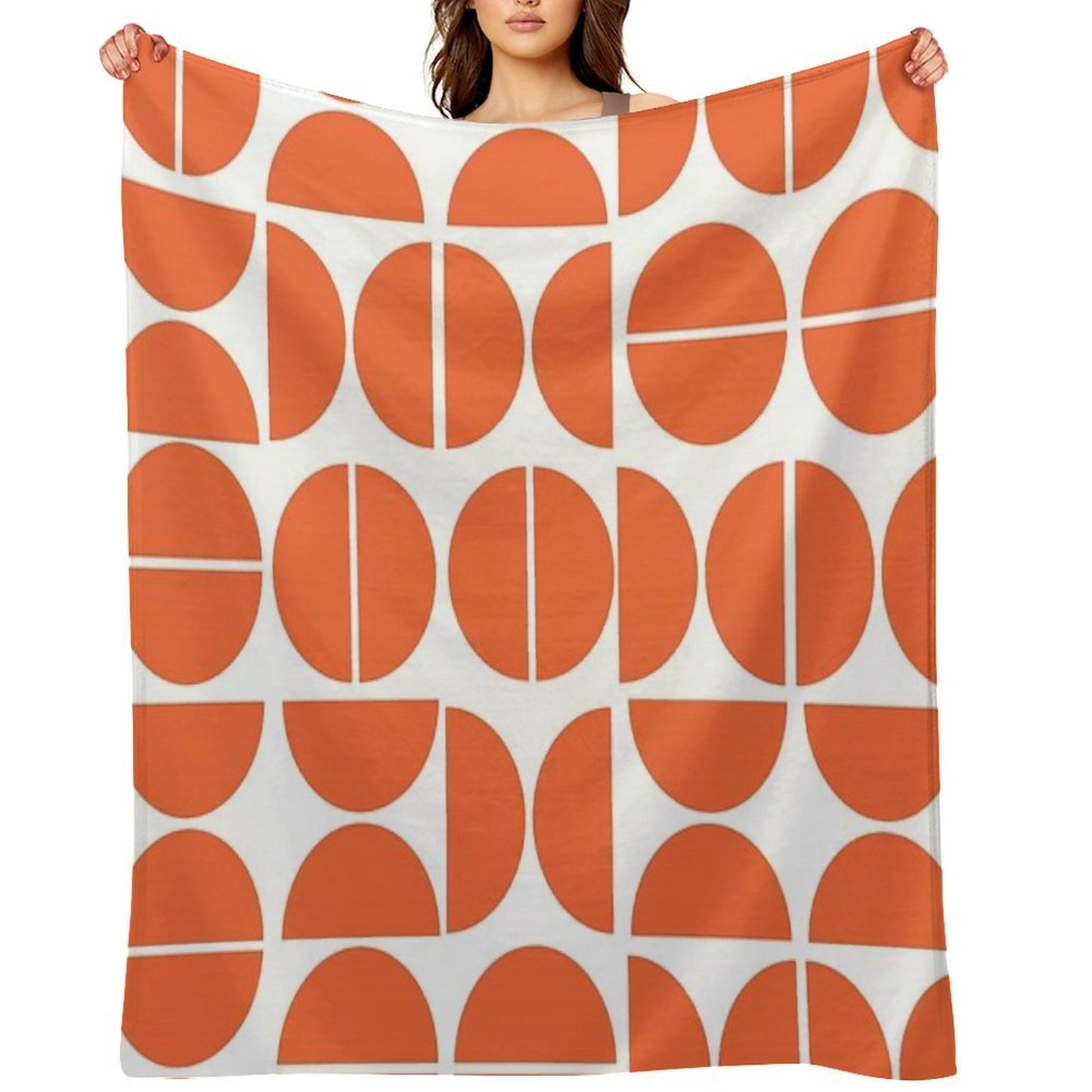 Mid-Century Modern Geometric Orange All-season Throw Blanket