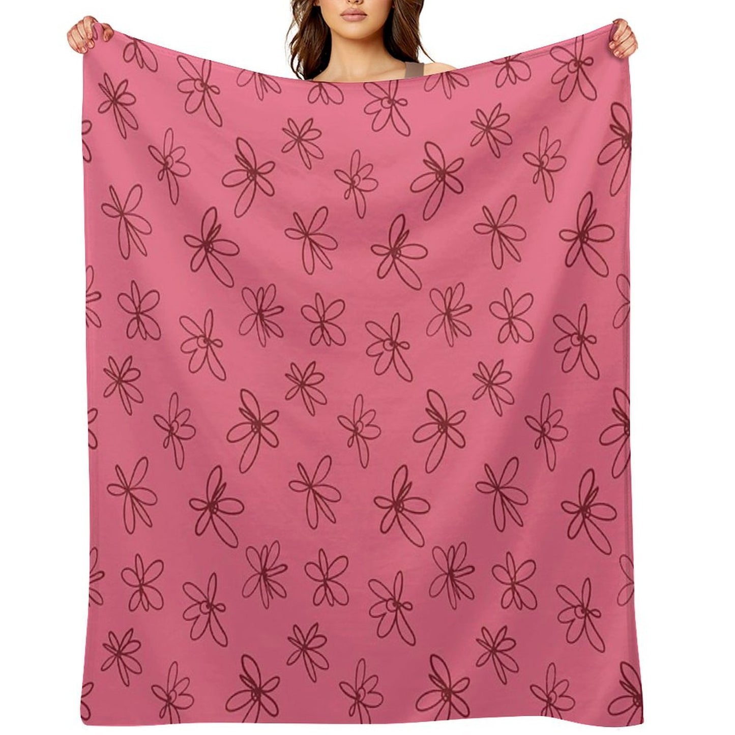 Daisy Whispers - Minimalist Leaf Pattern Compact Throw Blanket
