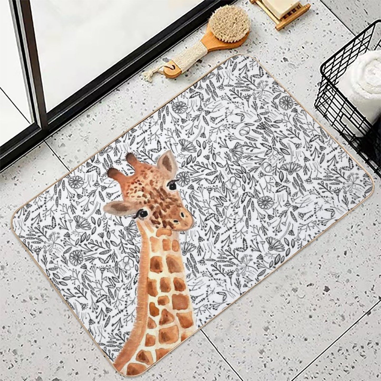 Watercolor Giraffe Versatile Bath Mat