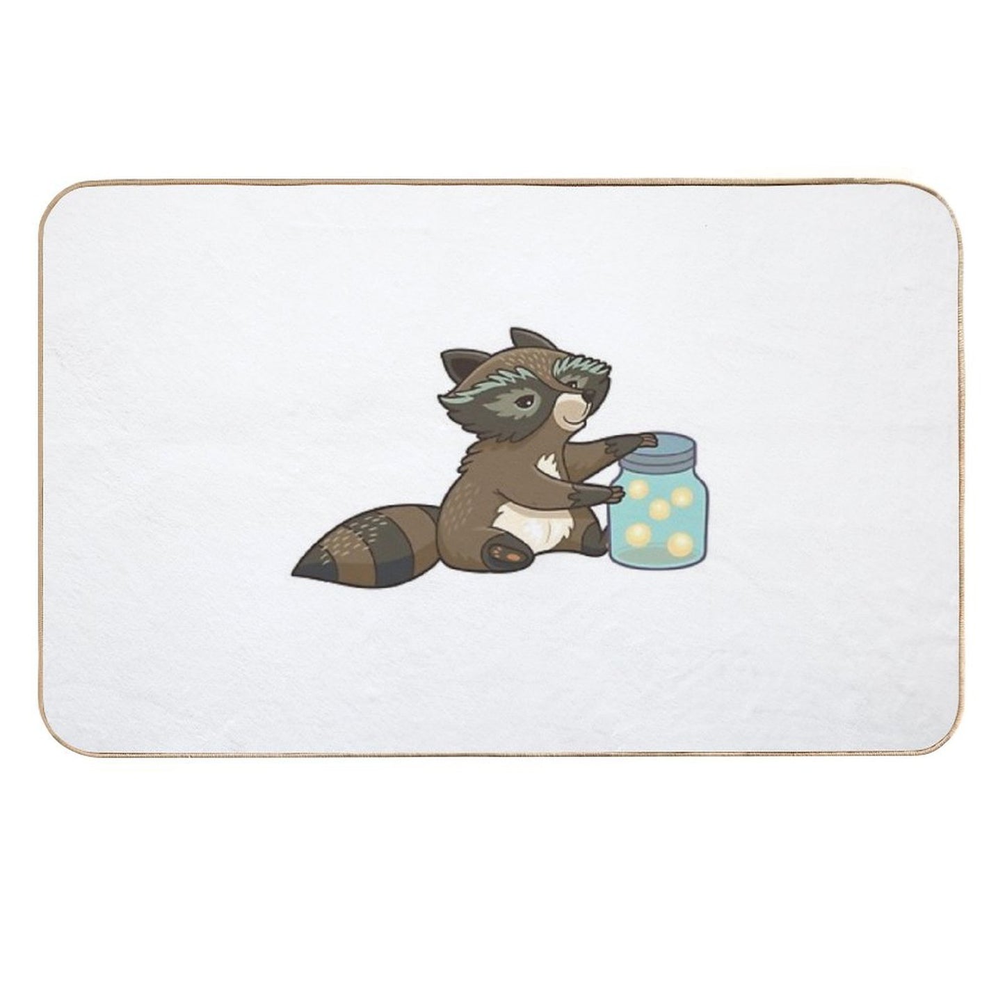 Funny Little Raccoon Collects Crickets Easy Maintenance Bath Mat