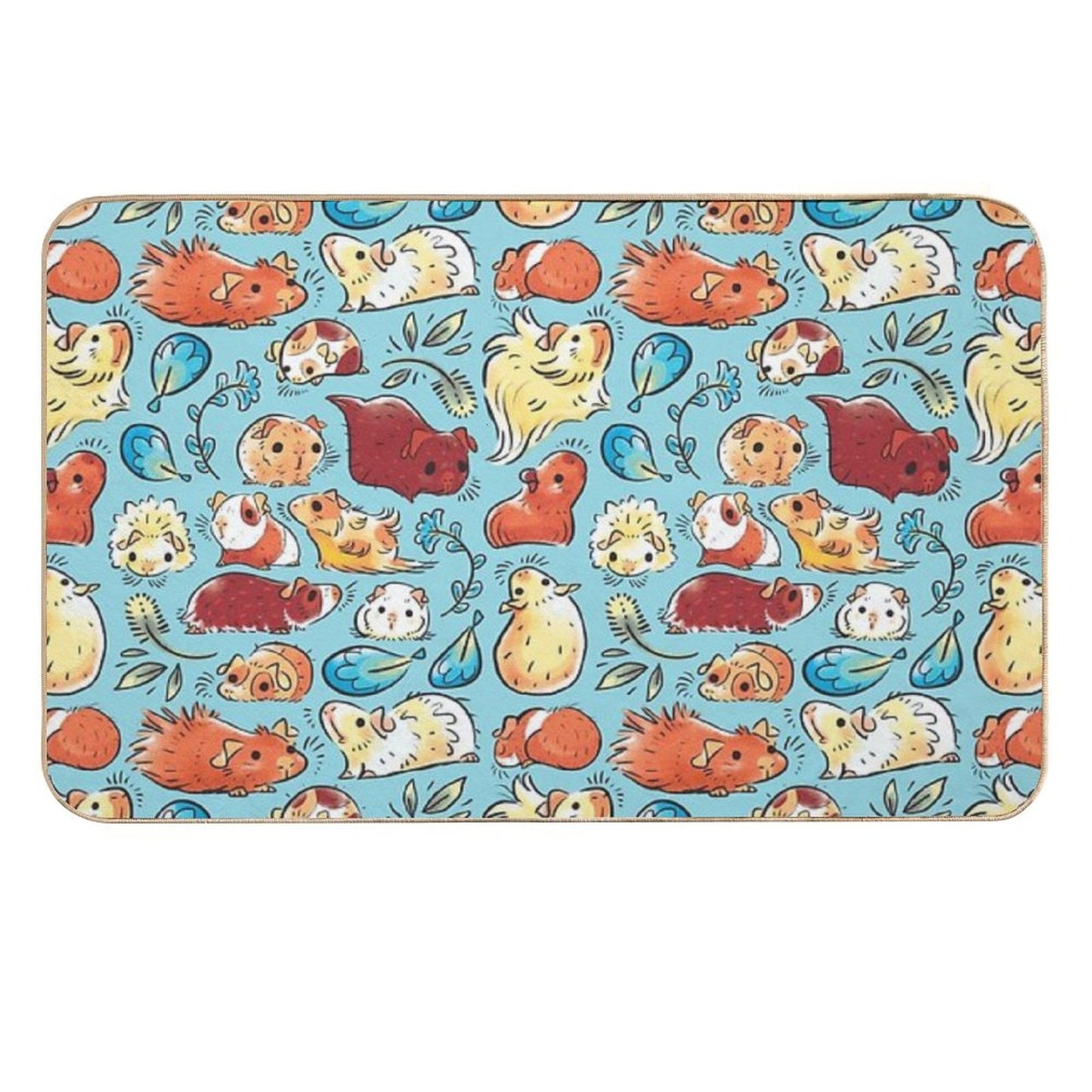 Guinea Pig Huddle In Blue Long-Lasting Bath Mat