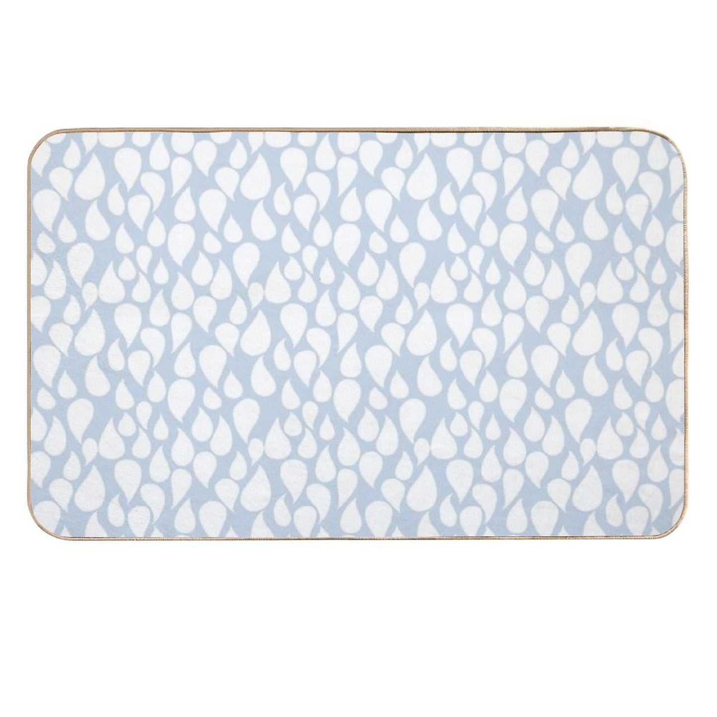 White Droptear on Light Blue Background Toxin-Free Bath Mat