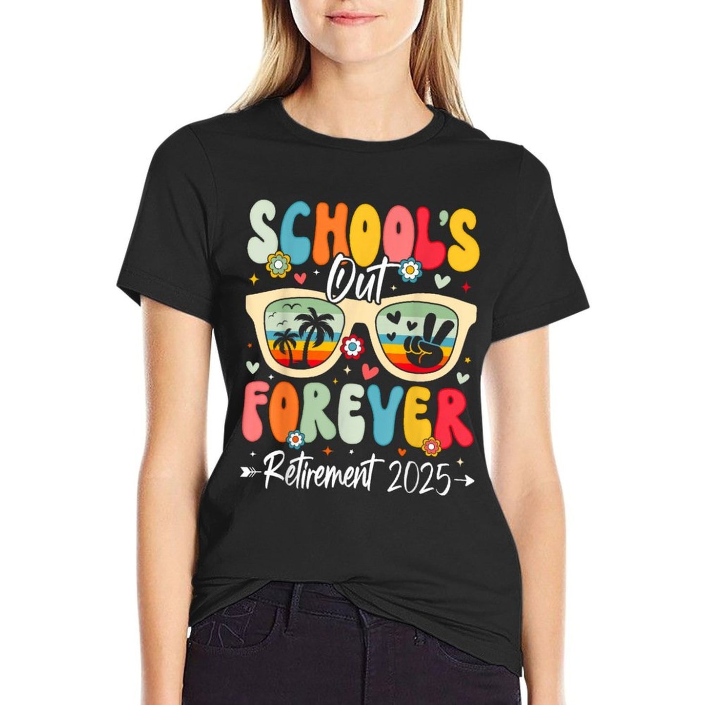 Retirement 2025 Women School's Out Forever Retired Teacher Soft T-Shirt