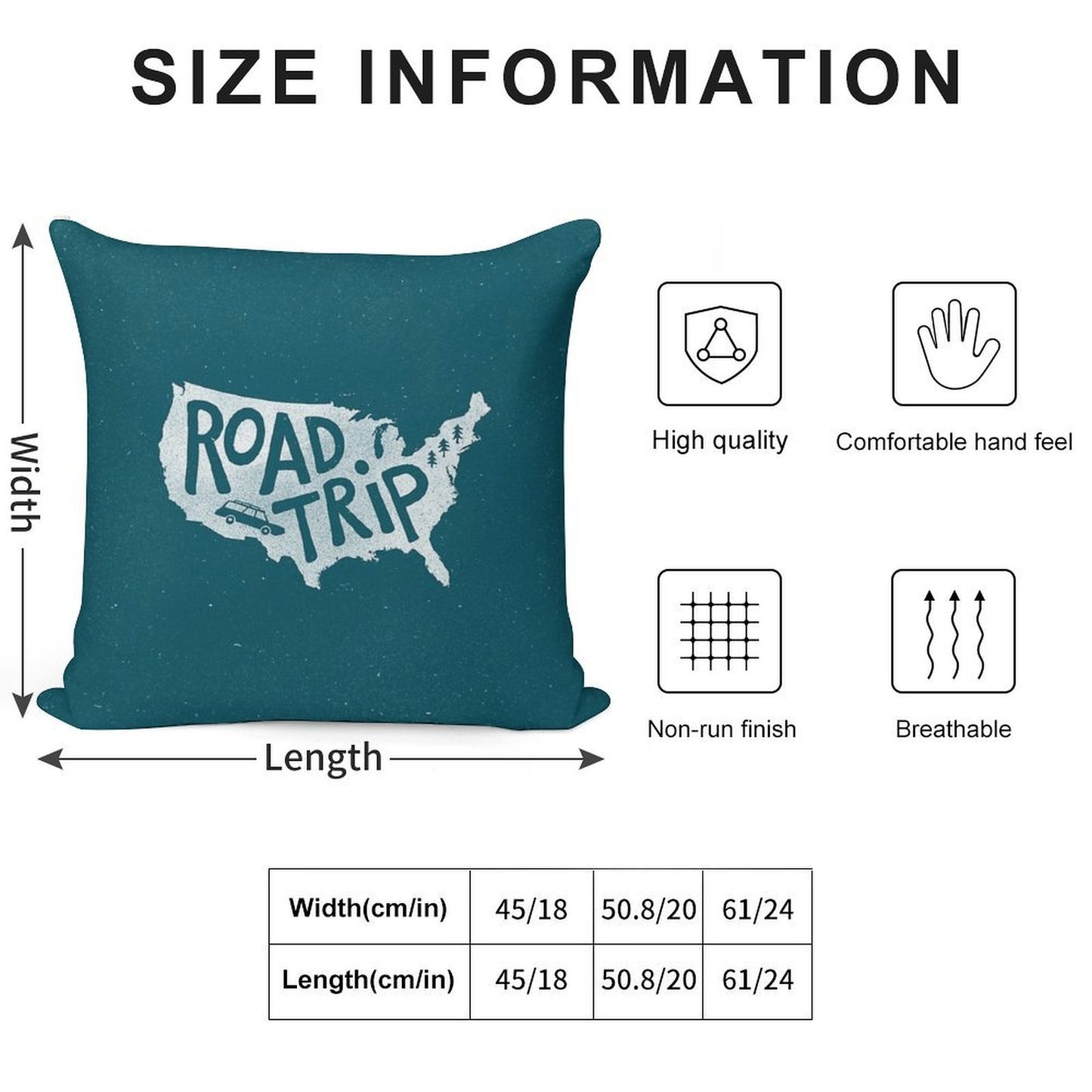 Road Trip USA - Blue Soft Luxury Feel Throw Pillow