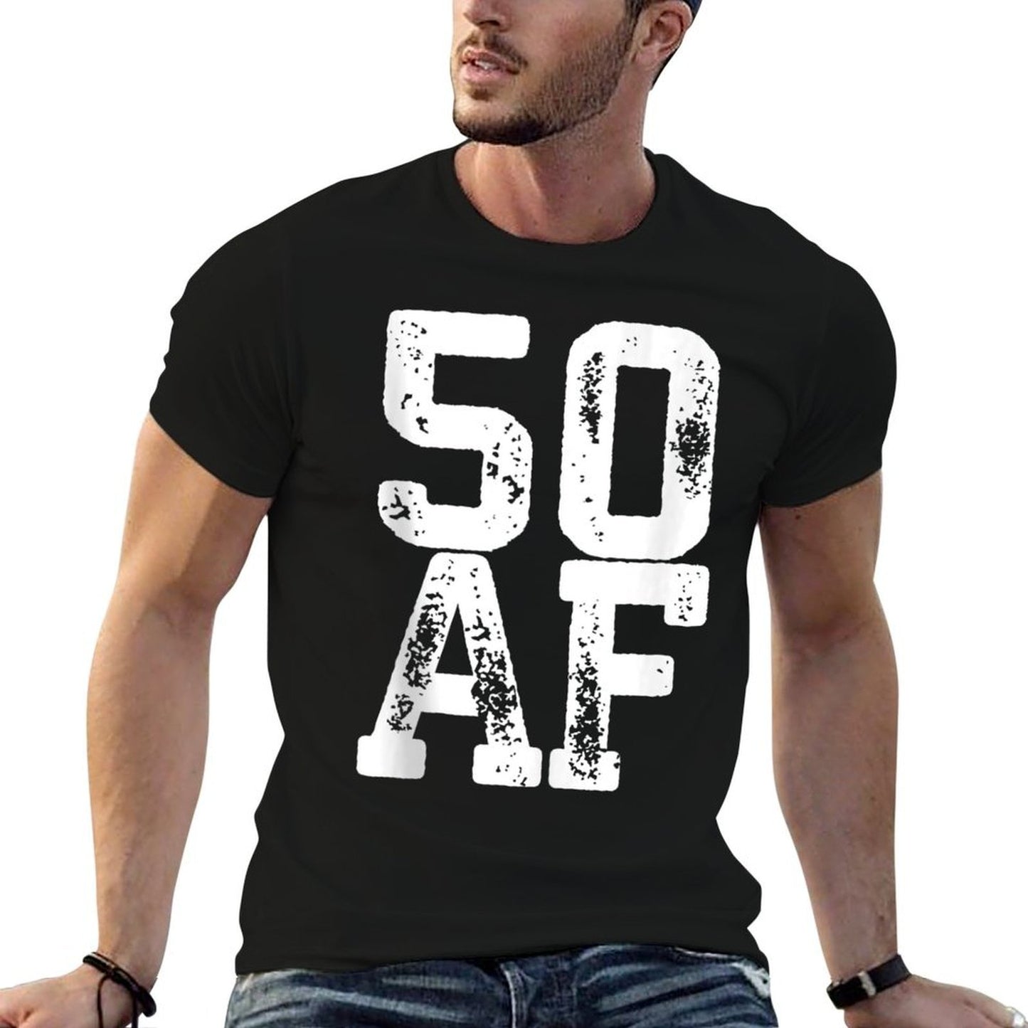 50 AF 50th Birthday Gift Heathered Texture T-Shirt