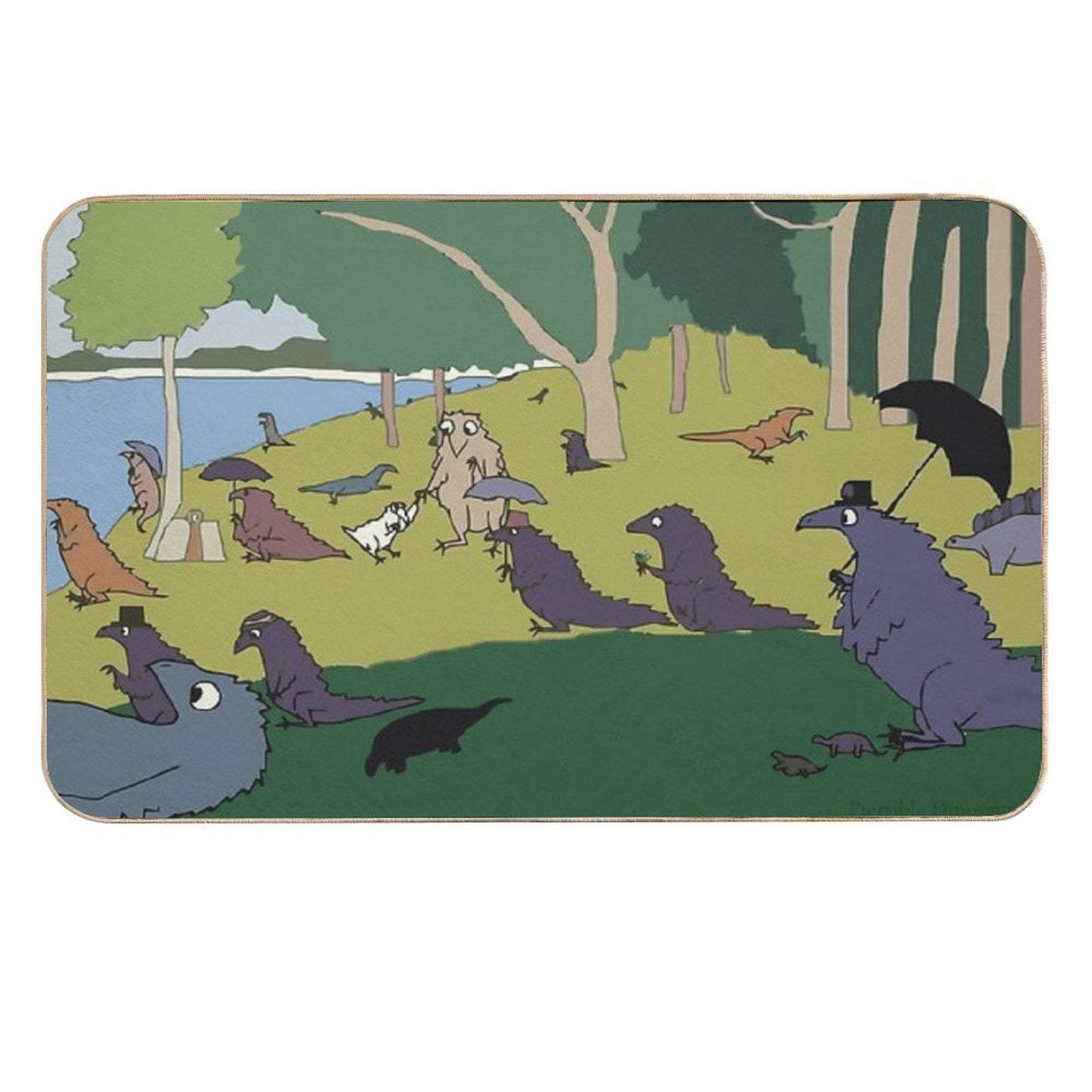A Prehistoric Afternoon on The Island of La Grande Jatte Toxin-Free Bath Mat