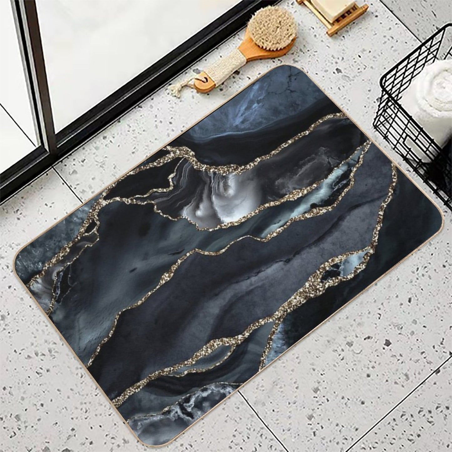 Night Masculine Marble Landscapes Easy To Clean Bath Mat
