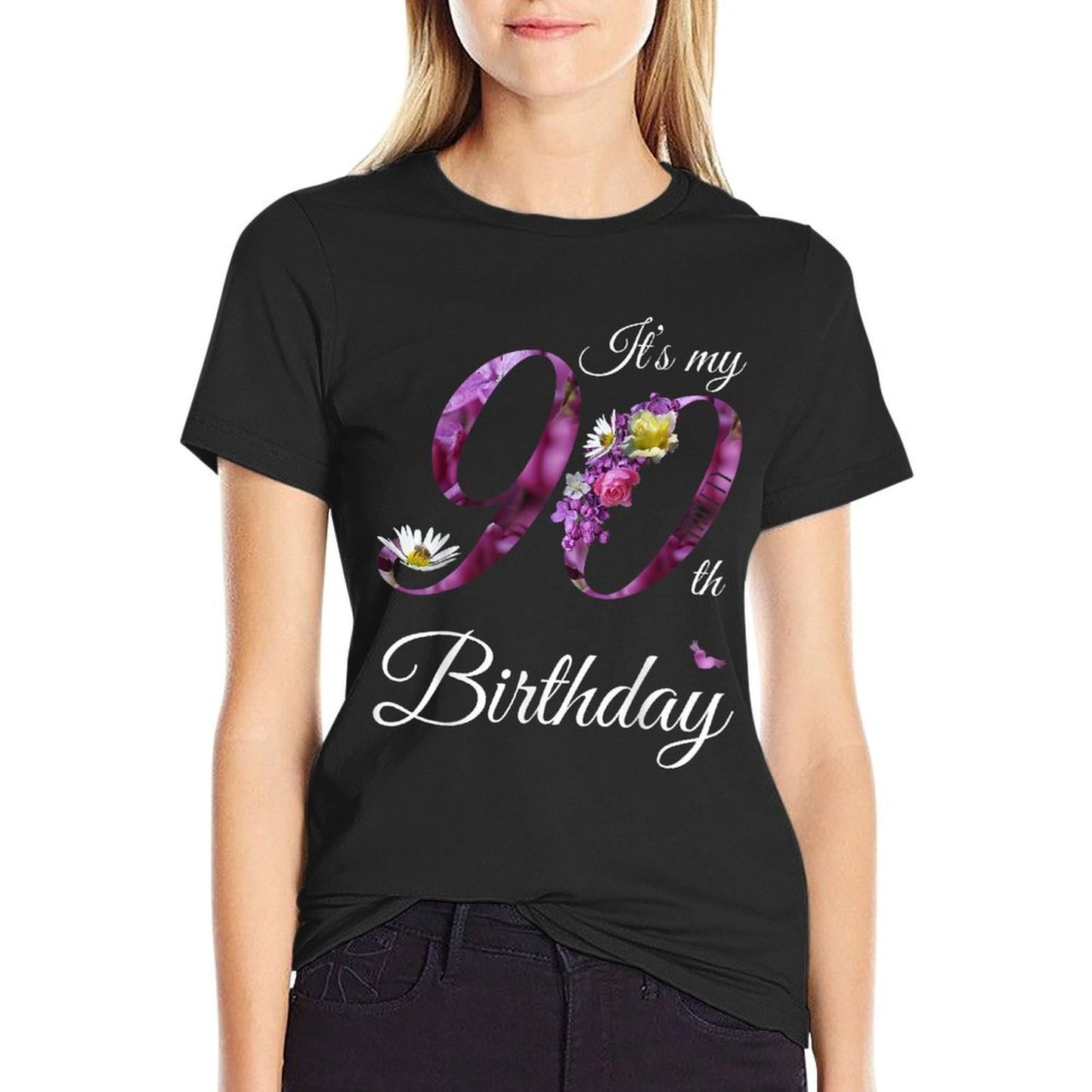 90 Year Old Floral 1935 It's My 90th Birthday Gift Cotton T-Shirt
