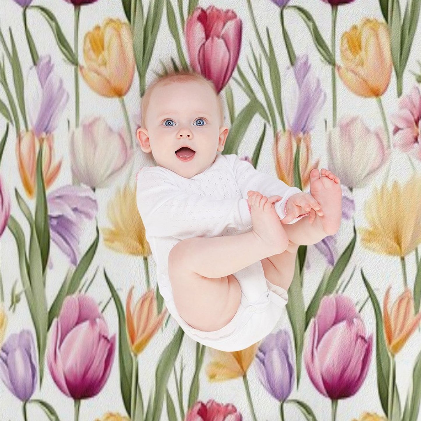 Colourful Tulips Sustainable Throw Blanket