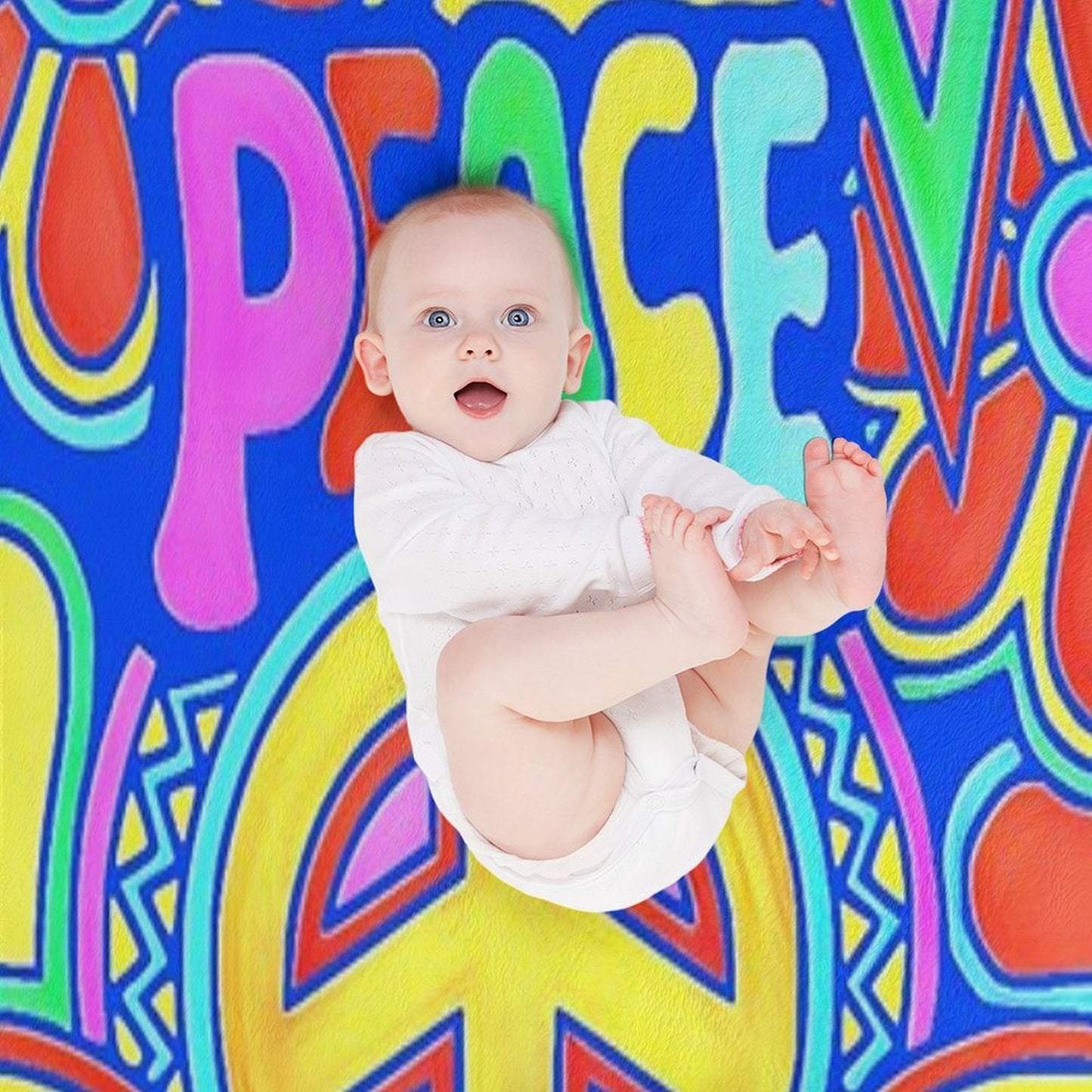 Peace And Love Flower Power Hippy Design Premium Throw Blanket