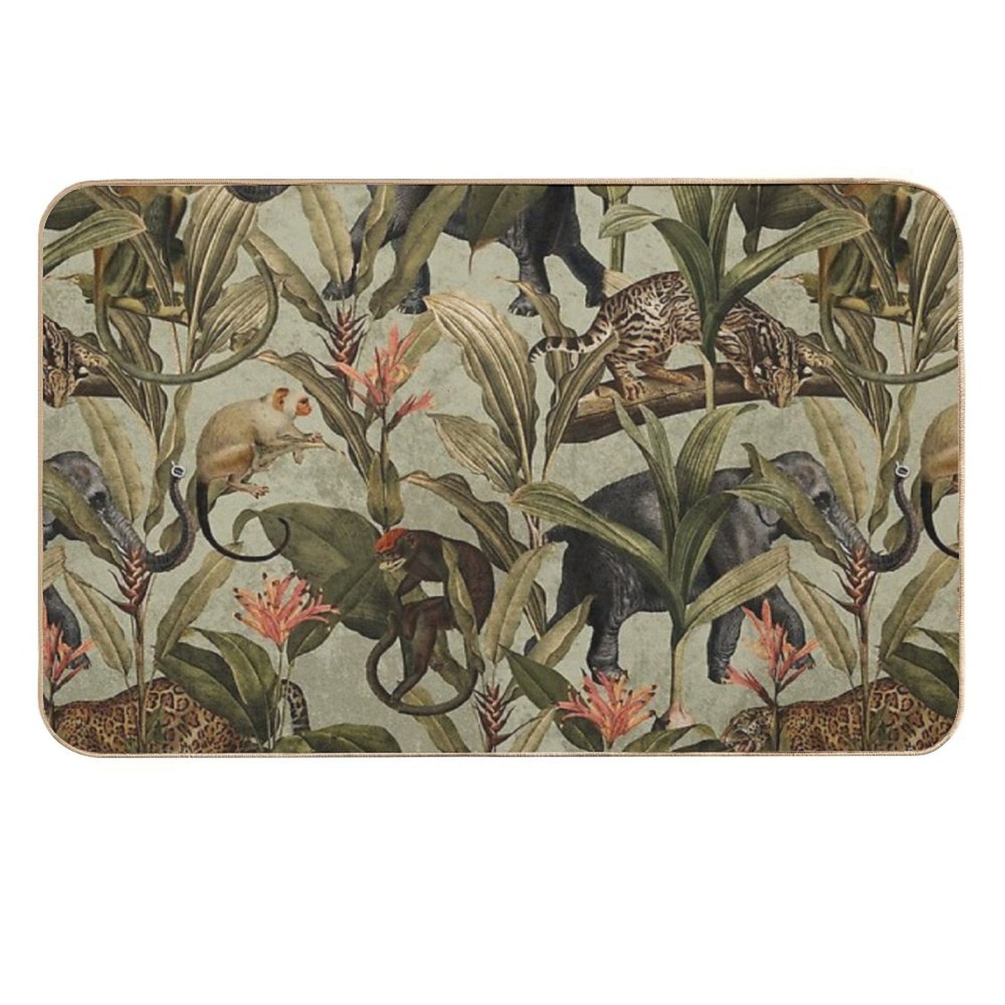 Vintage Tropical Jungle Botanical Garden Pattern Nightgarden Pet-Safe Bath Mat