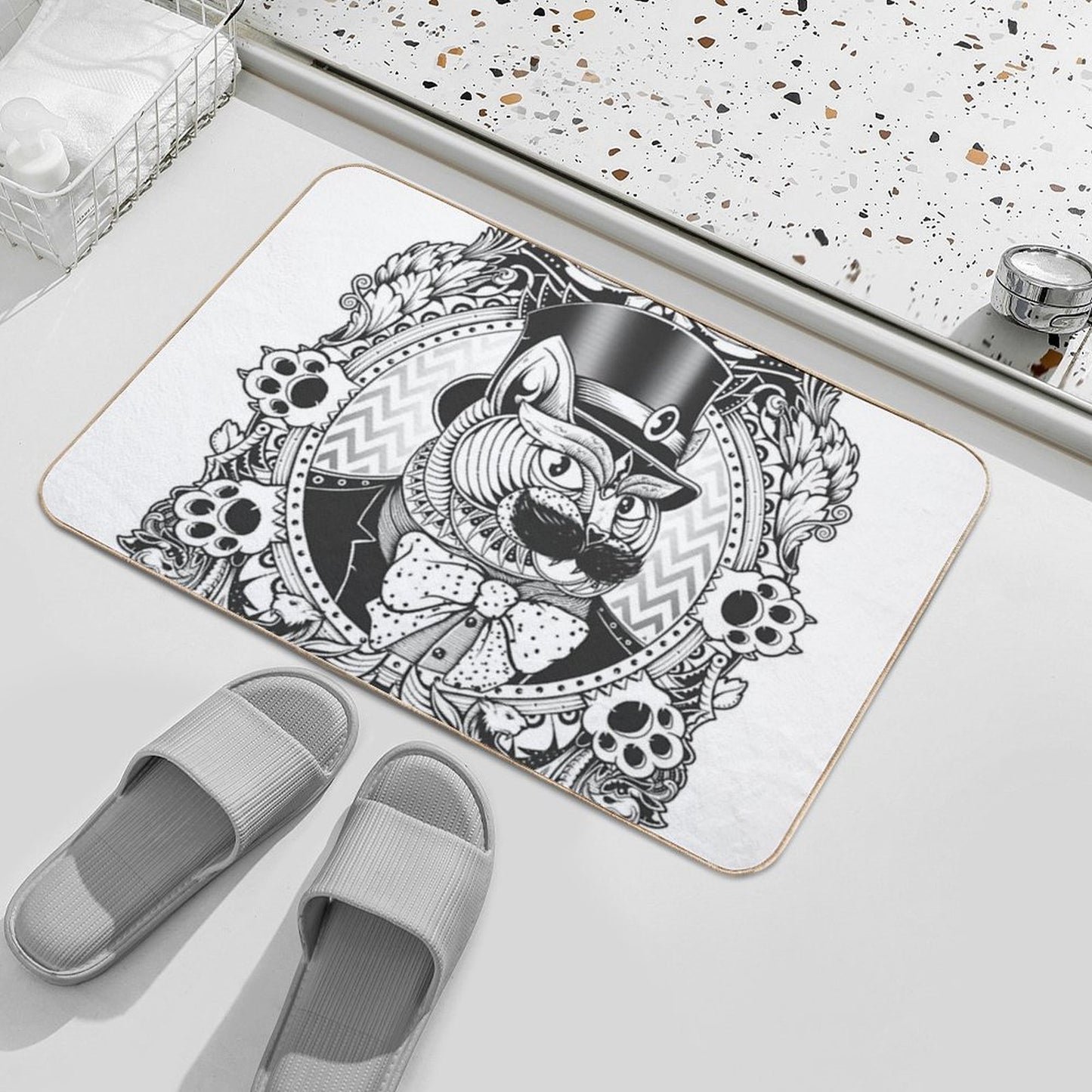 Hipster Mustache Cat Eco-Friendly Bath Mat