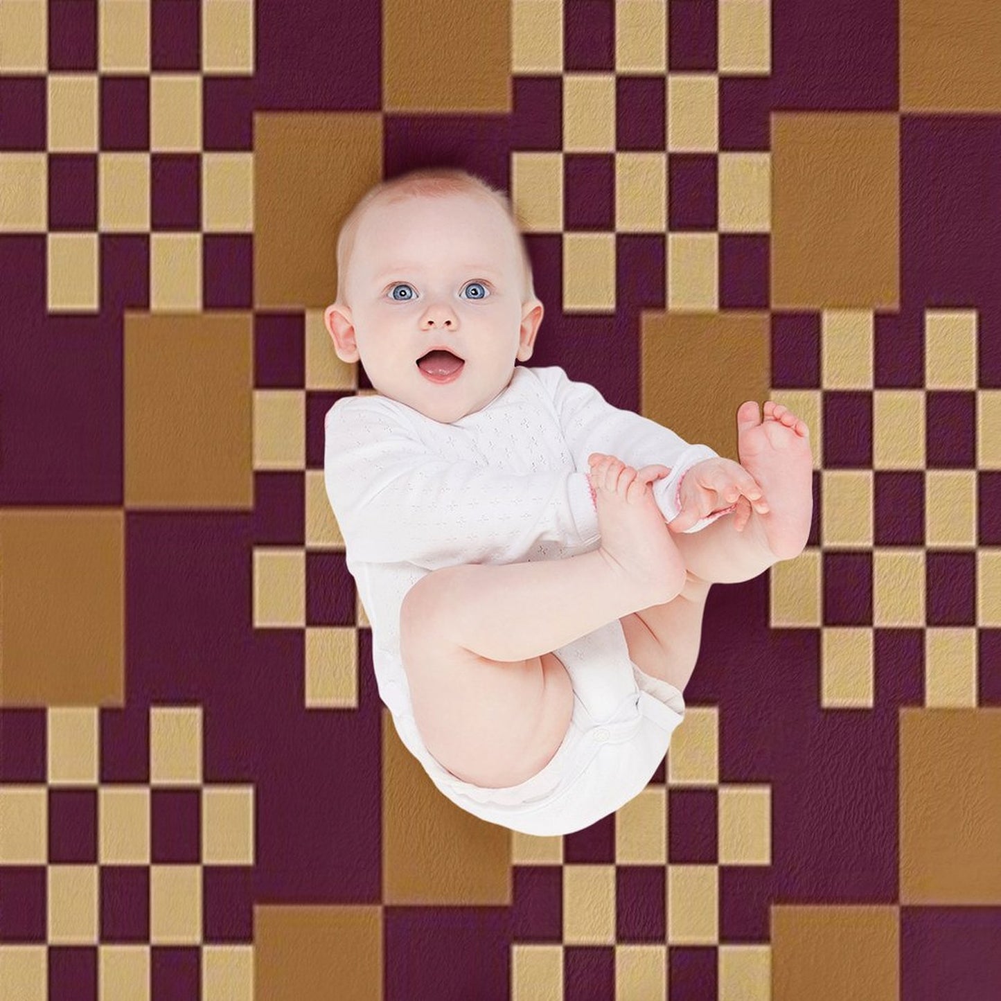 Geometric Shapes Checker Pattern 1 in Rustic Classy Brown All-season Throw Blanket