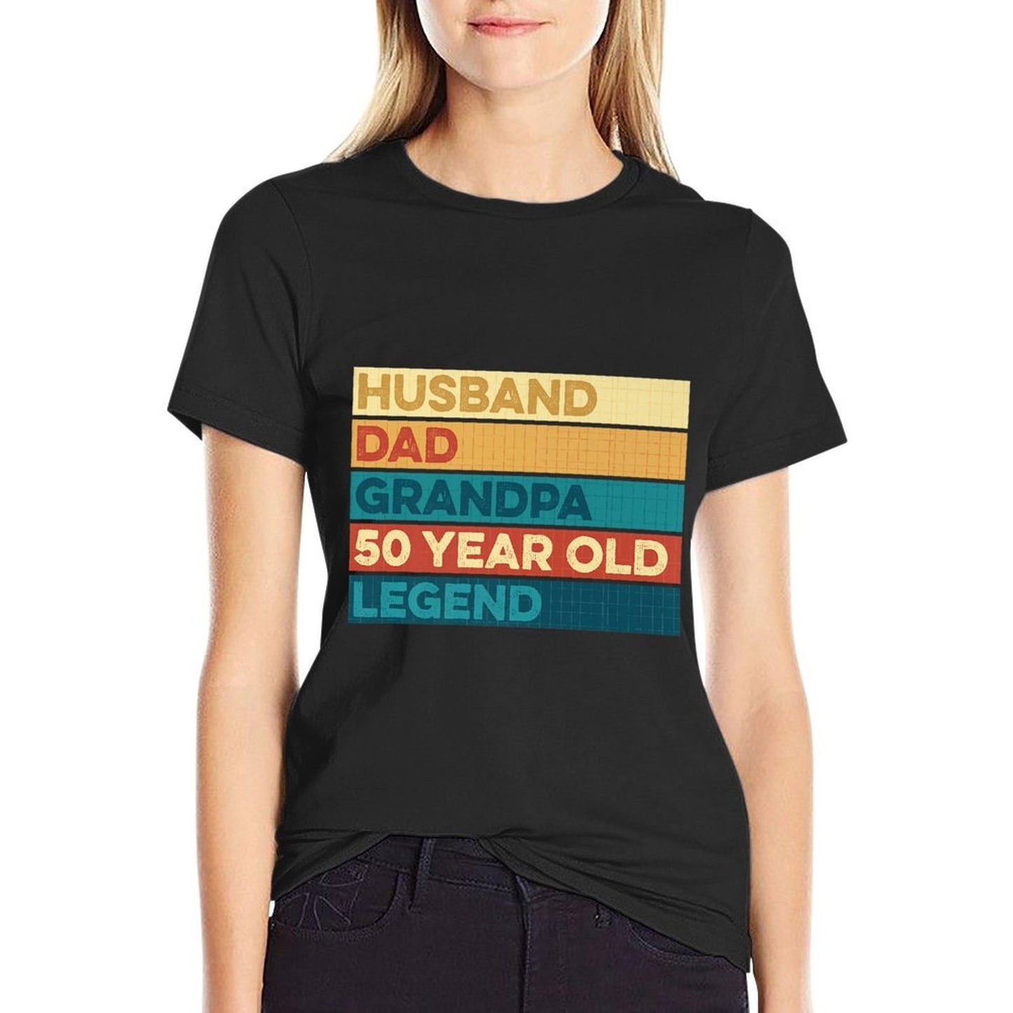 Husband Dad Grandpa 50 Year Old Legend, 50th Birthday Retro Premium Cotton T-Shirt