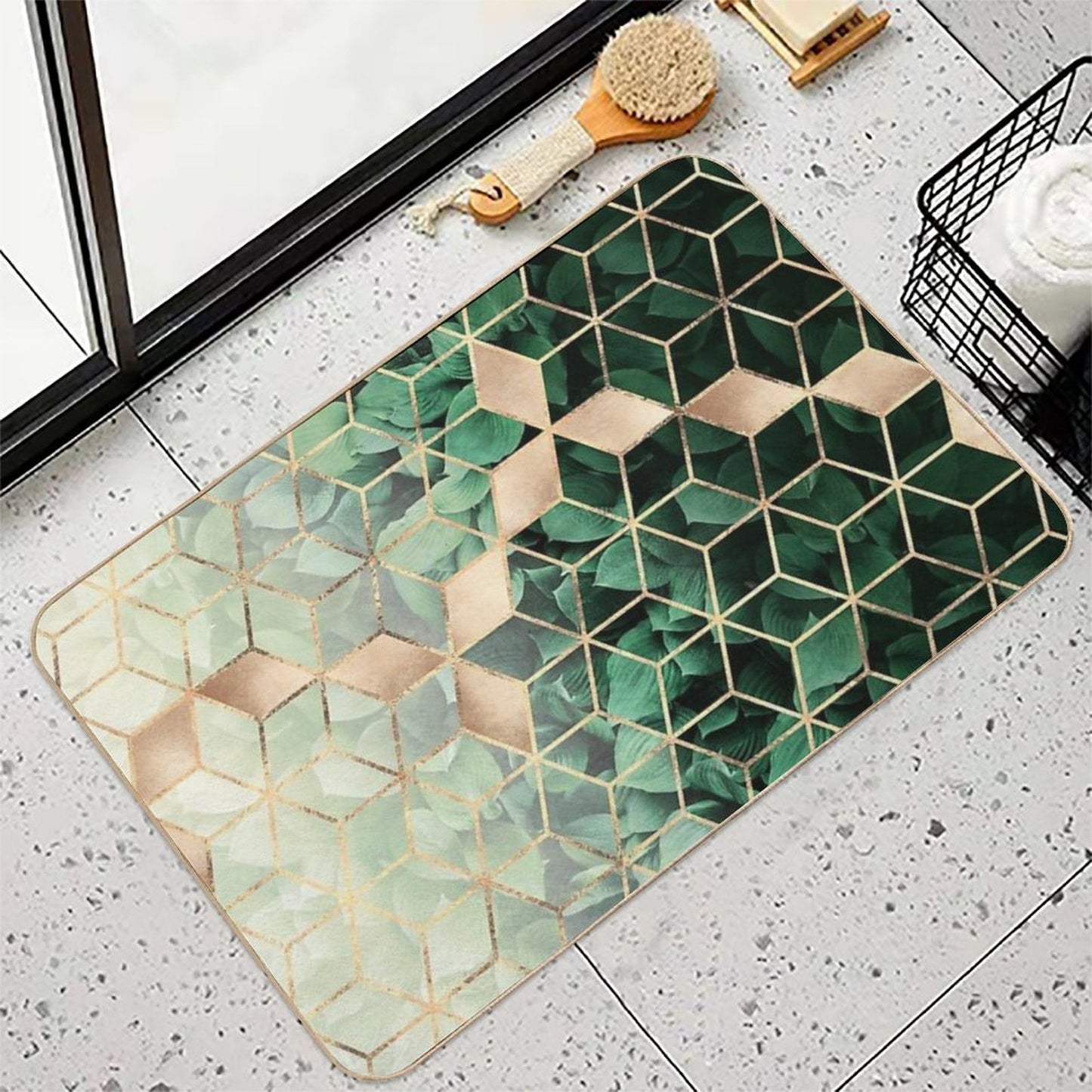 Leaves And Cubes Multi-Purpose Bath Mat