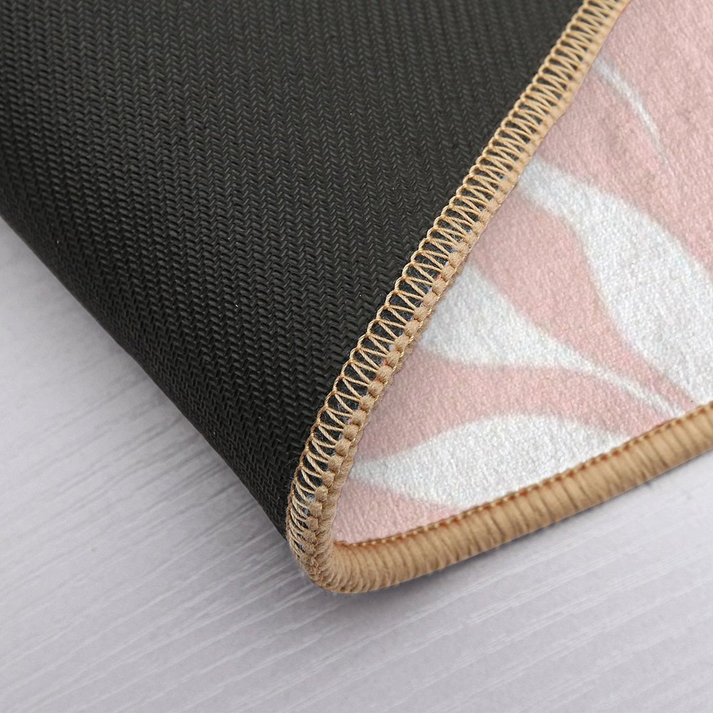 Baby Pink Leaf Pattern Anti-Trip Bath Mat