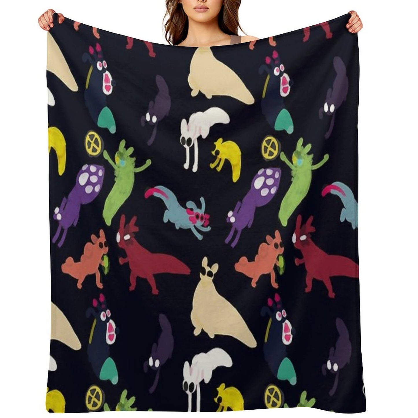 Slugcats Pattern Sustainable Throw Blanket