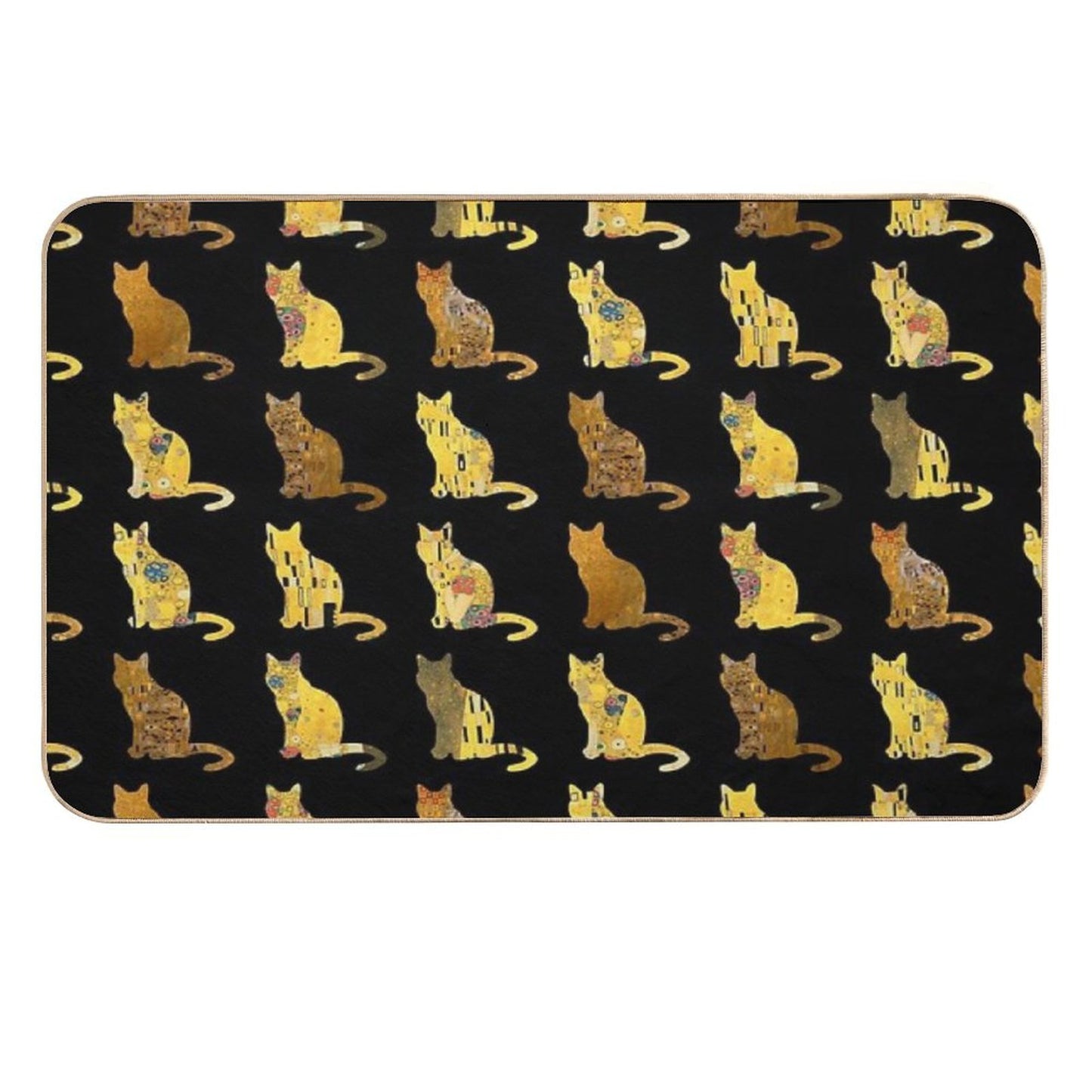 Klimt Cats in Gold And Black Dirt-Trapping Bath Mat