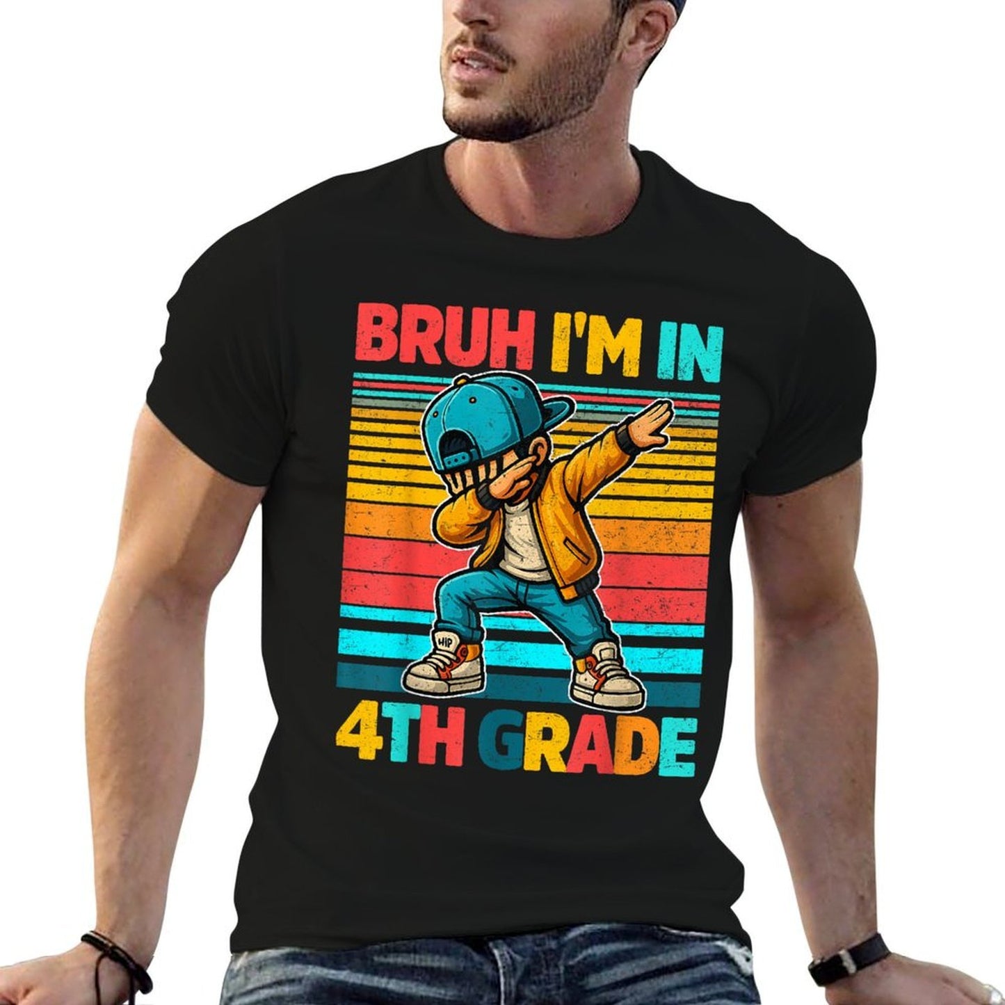 Vintage Bruh Im In 4th Grade First Day School Dabbing Boys Breathable T-Shirt