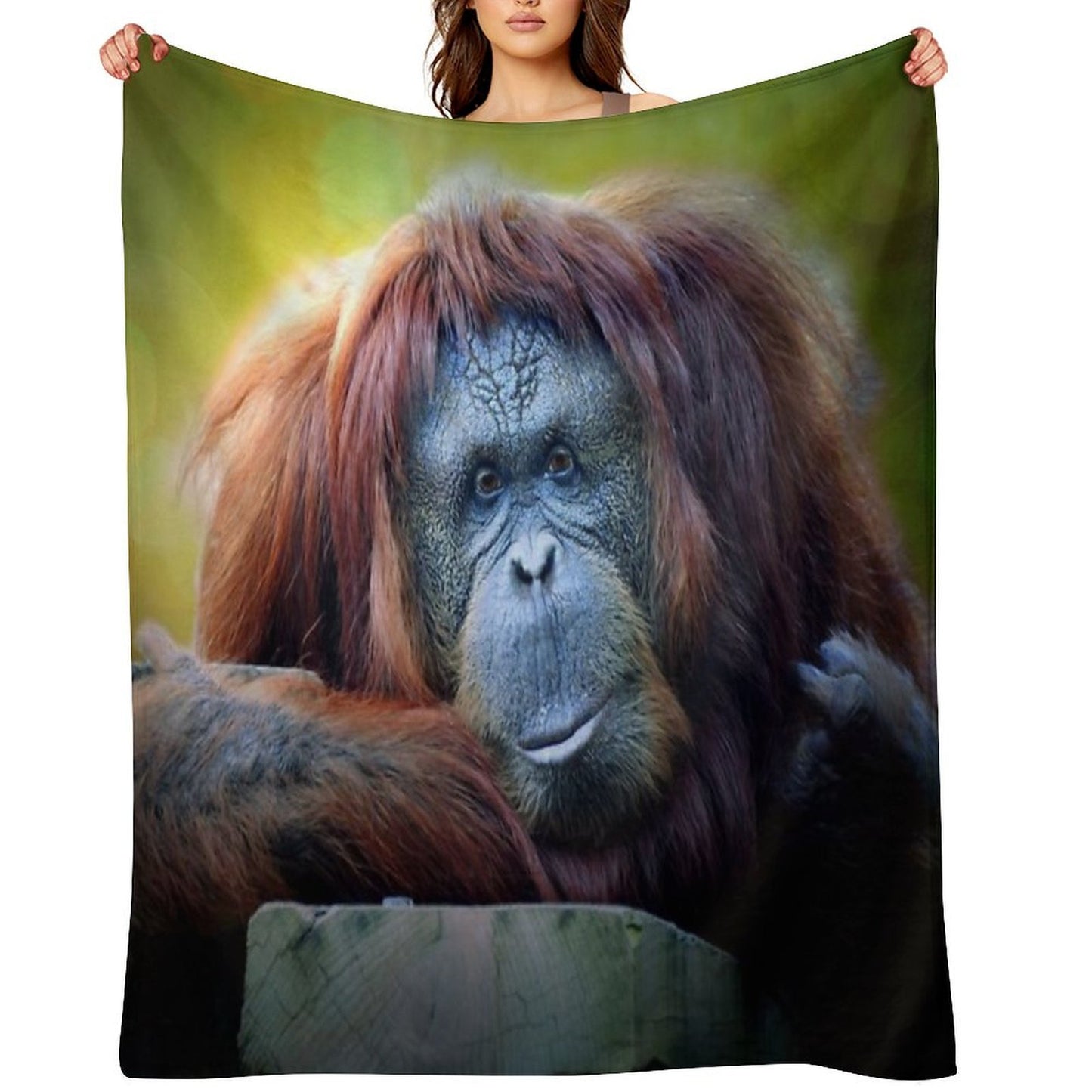 Orangutan Wrinkle-free Throw Blanket