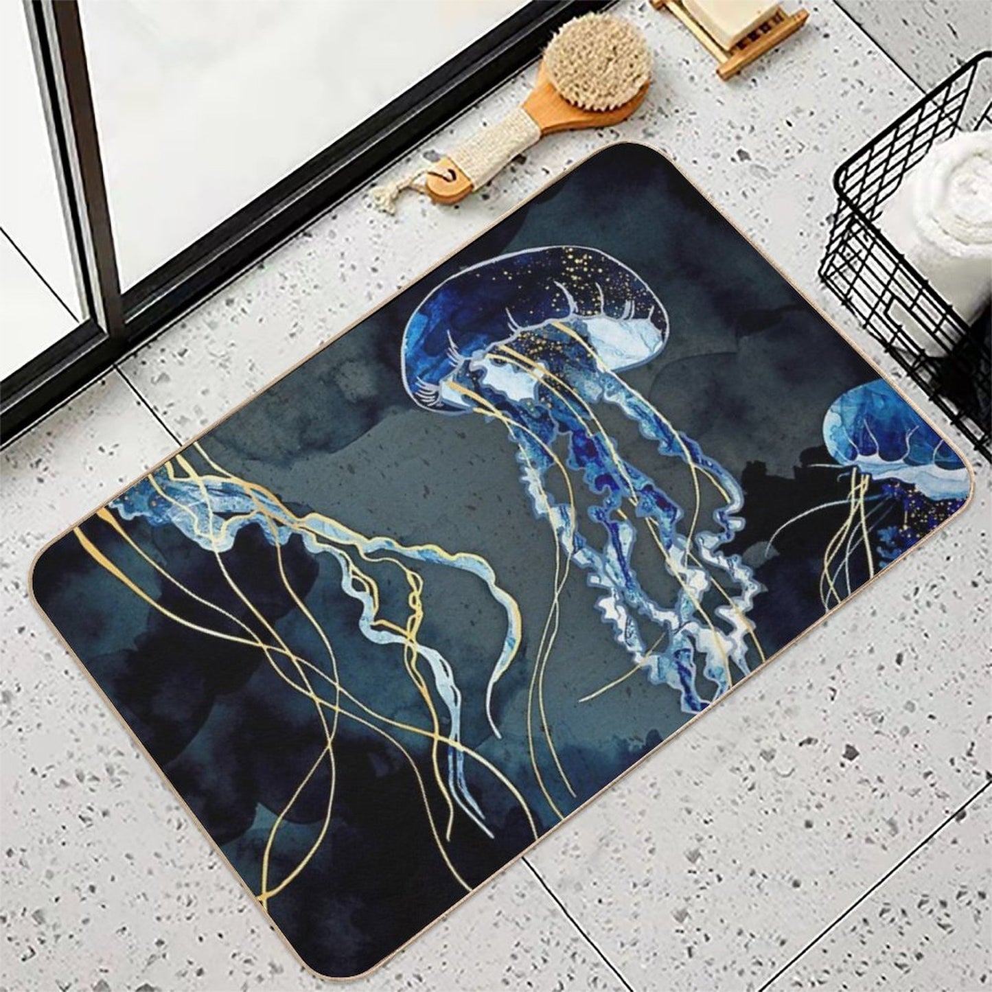 Metallic Ocean III Easy Maintenance Bath Mat