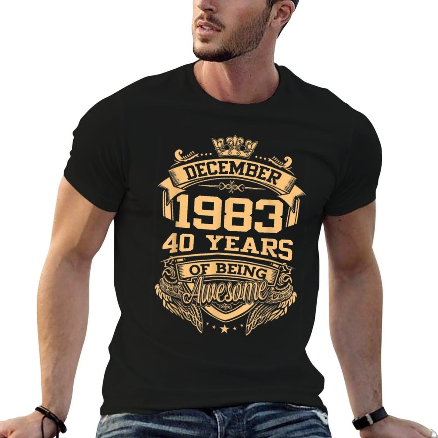 December 1983 40 Years Of Being Awesome 40th Birthday Graphic-printed T-Shirt