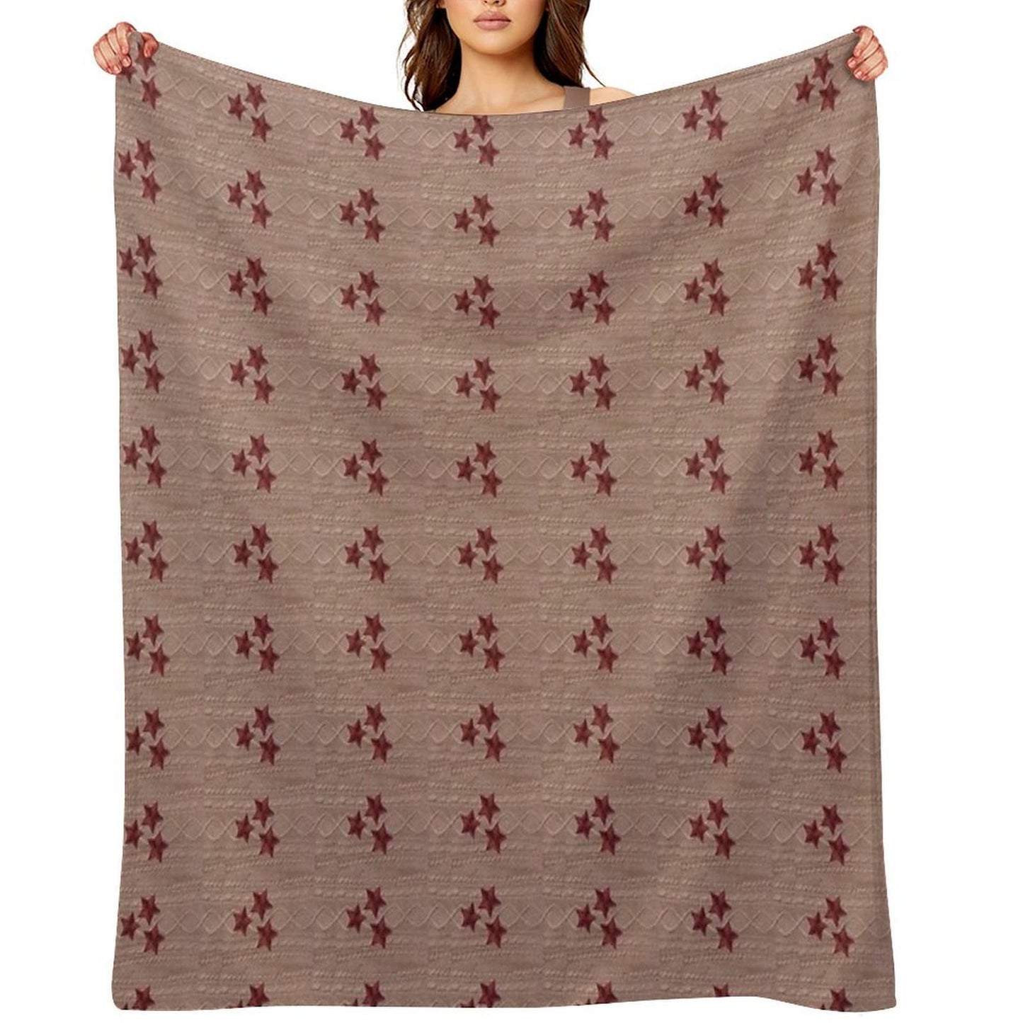 Red Cardigan Star (Printed Image - Not Real Knit) Anti-pilling Throw Blanket