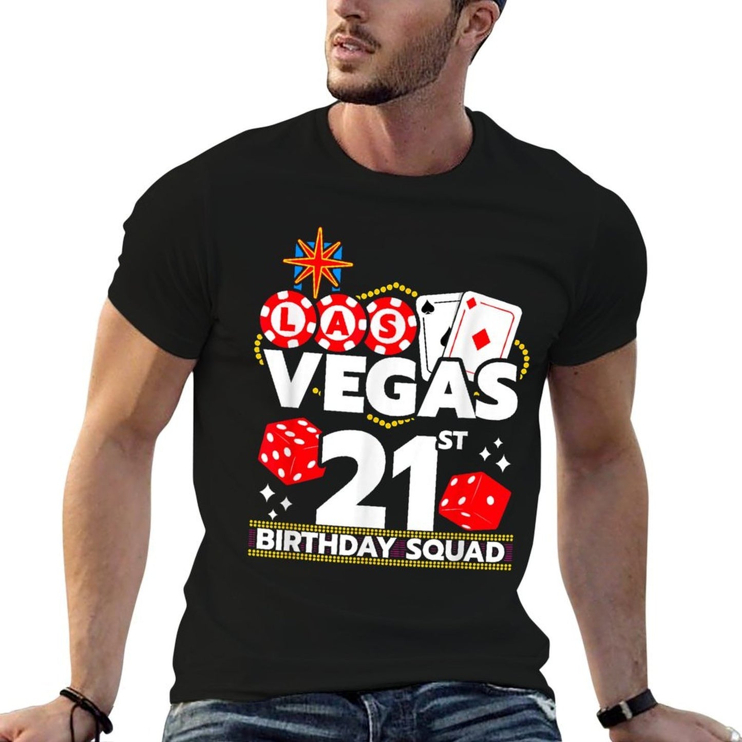 Vegas Birthday - Vegas 21st Birthday - Vegas Birthday Squad Heathered Texture T-Shirt