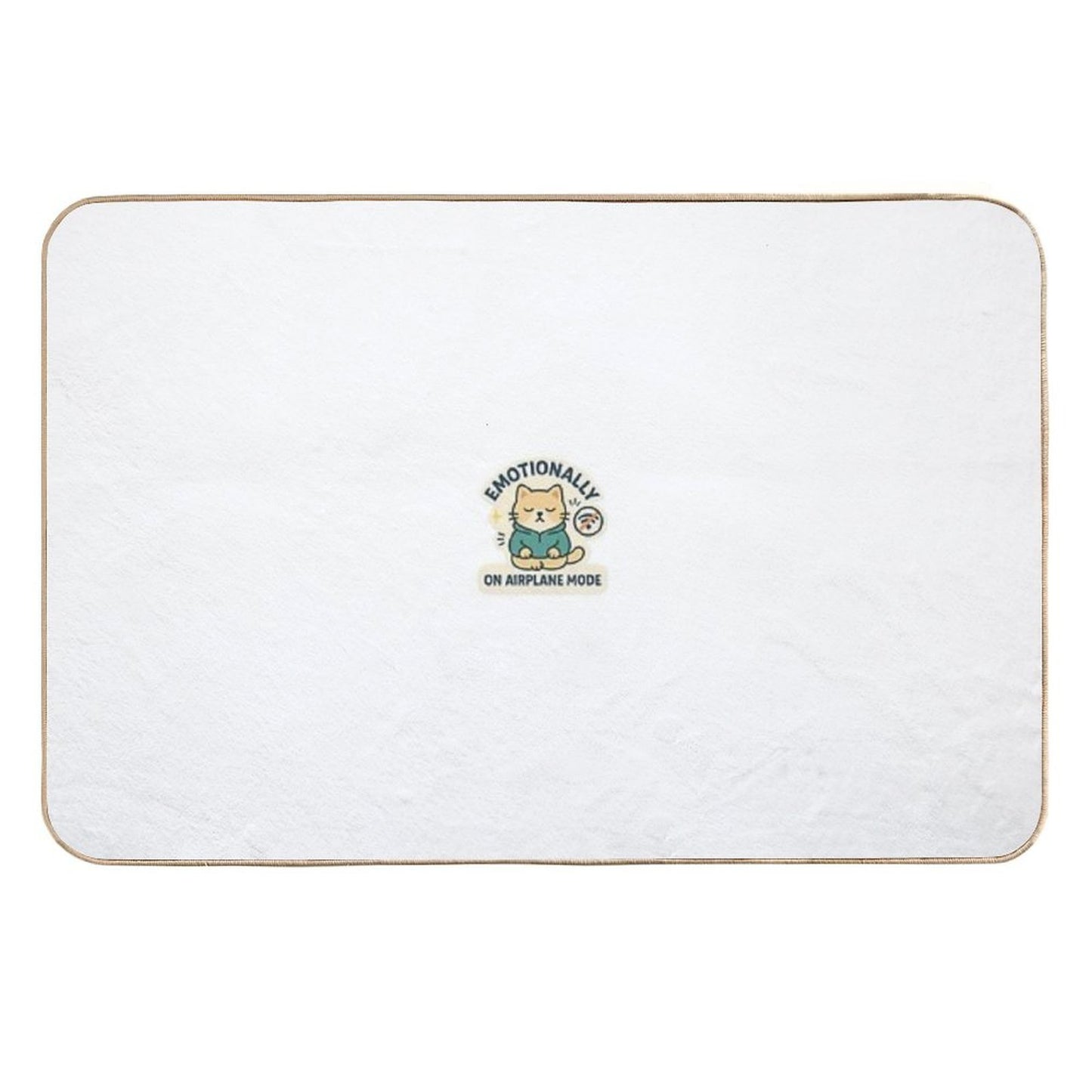 Emotionally on Airplane Mode – Meditative Cat Sticker Multi-Purpose Bath Mat