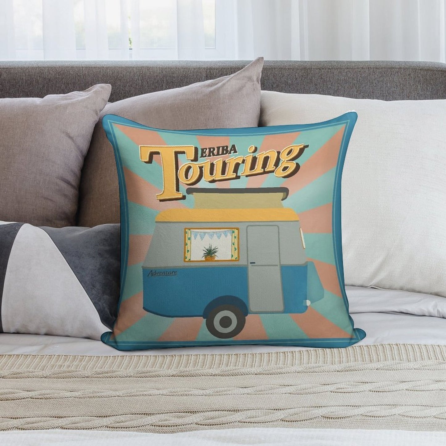 Vintage Touring Caravan Adventure Soft Ultra-Soft Texture Throw Pillow