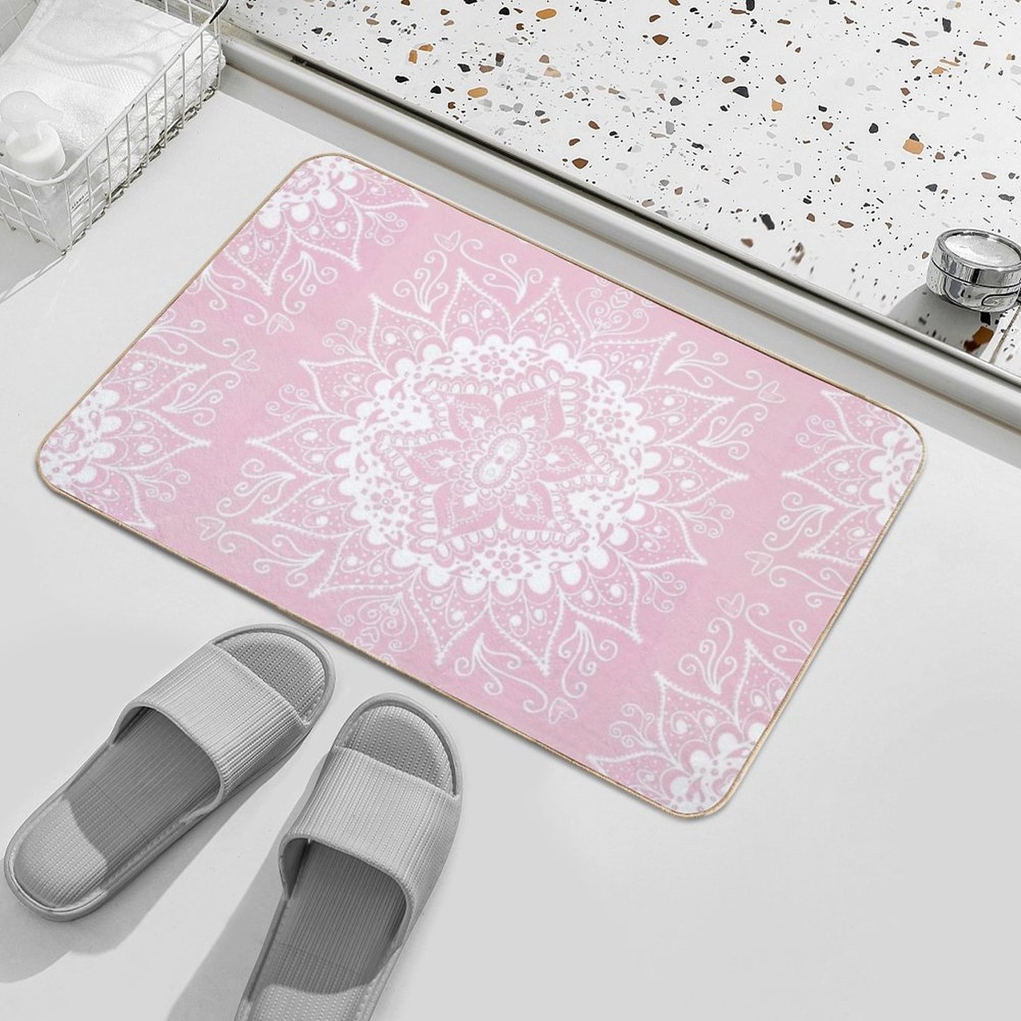 Mandala Baby Pink Anti-Trip Bath Mat