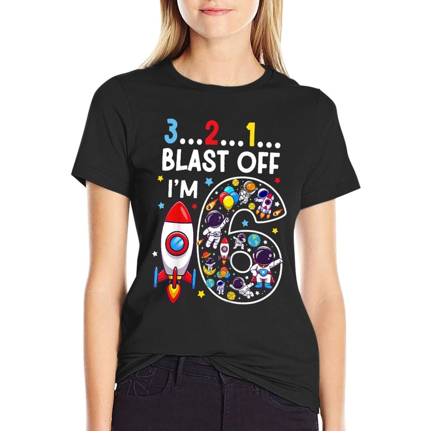 Kids 6 Year Old Astronaut Outer Space Birthday 6th Birthday Boys  Classic T-Shirt