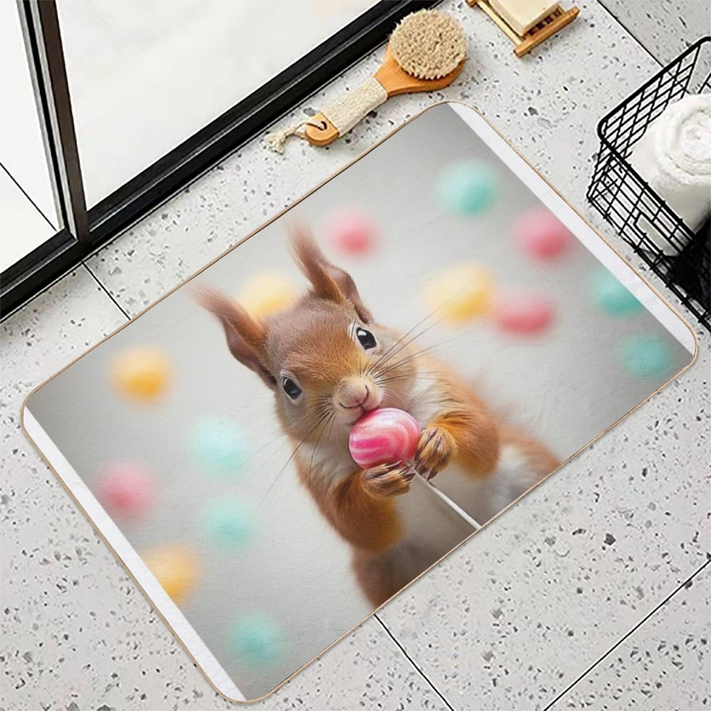 Squirrel with Lollipop High-Traffic Bath Mat