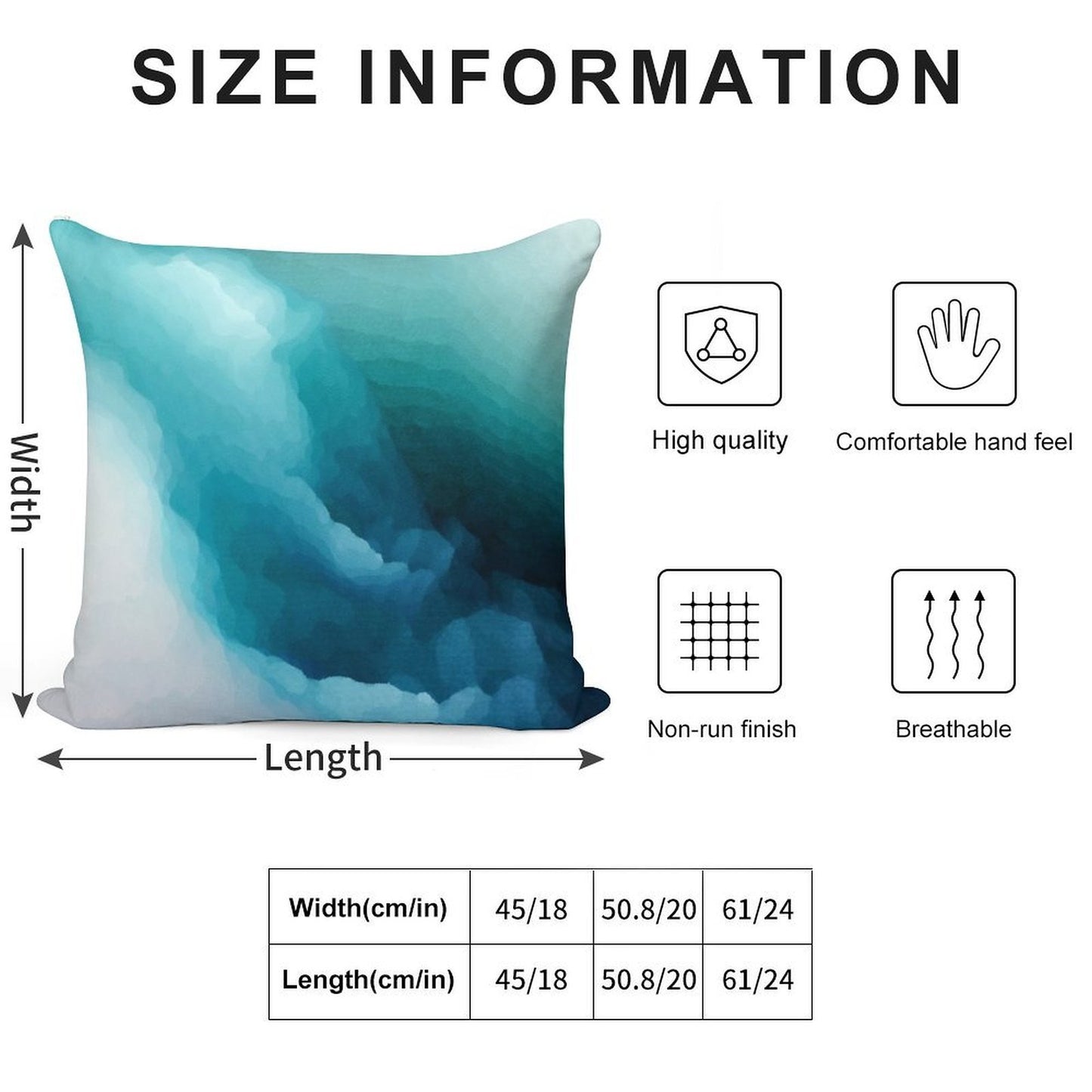 “Inner Calm” Turquoise Modern Abstract Soft Anti-Pilling Throw Pillow