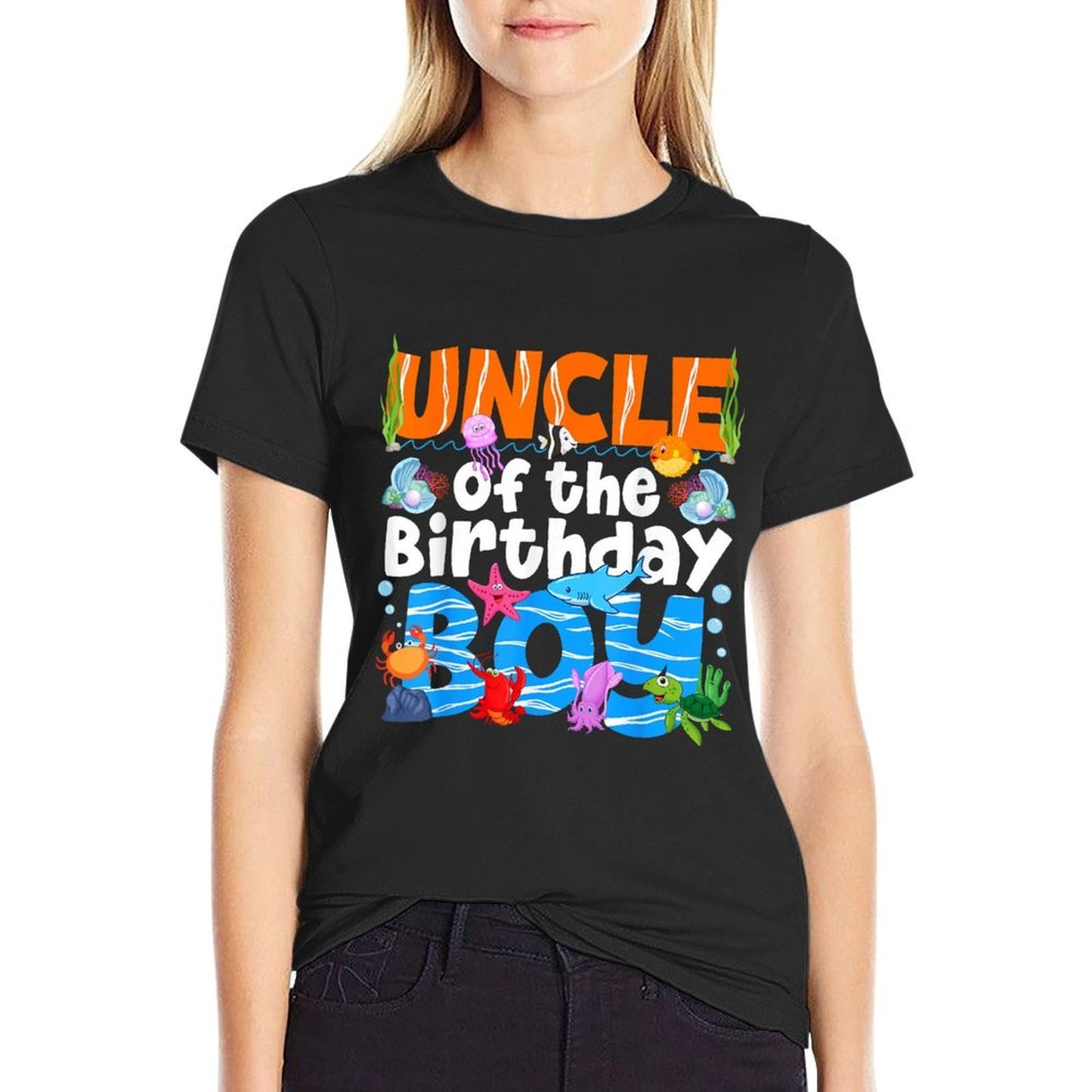 Uncle Under Sea Birthday Party Boys Ocean Sea Animals Themed Comfortable T-Shirt