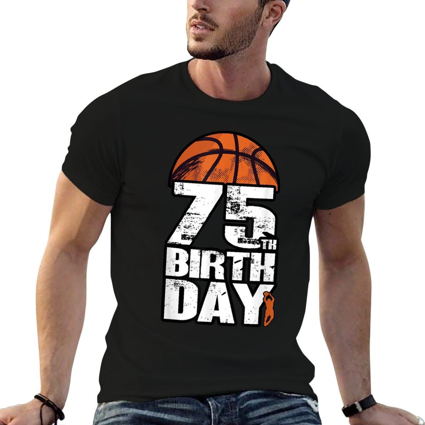 75 Years Old Vintage Basketball 75th Birthday High-quality Stitching T-Shirt