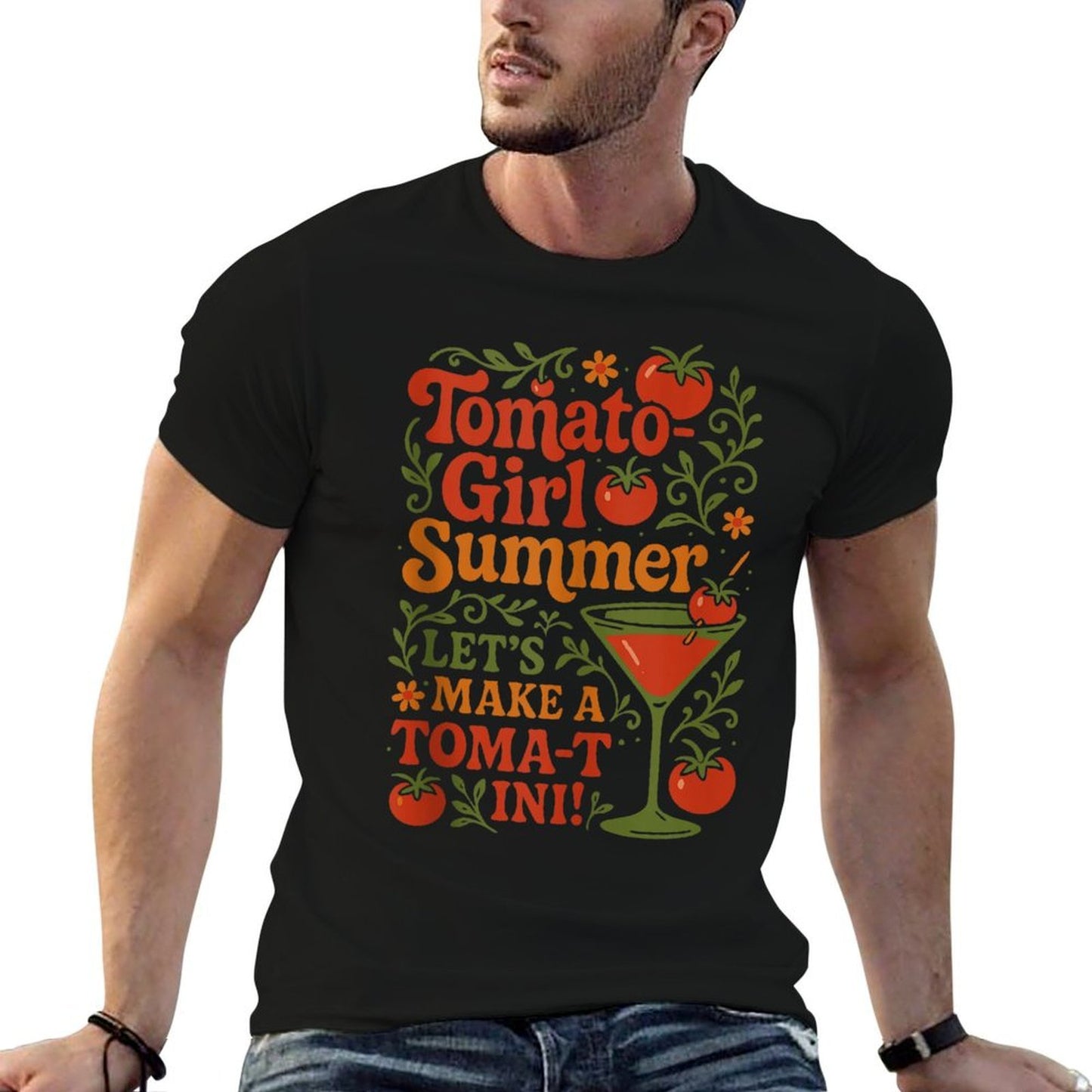 Tomato Girl Summer Aesthetic Funny Retro Design Summer-ready Fabric T-Shirt