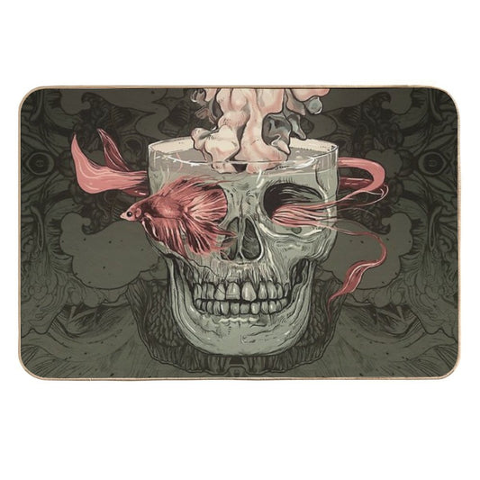 Skull And Red Fish  Dirt-Trapping Bath Mat