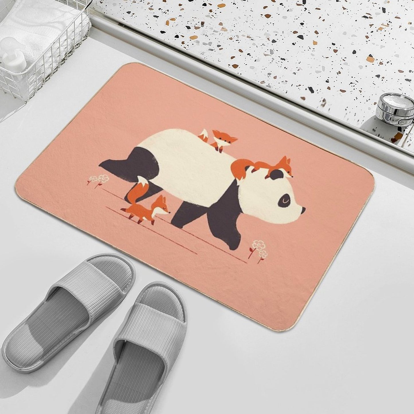 Panda And Foxes Absorbent Bath Mat