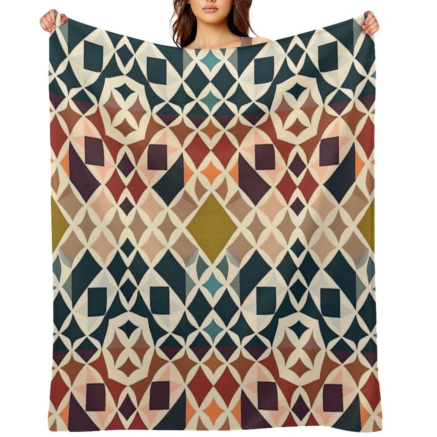 Abstract Geometric Design Durable Throw Blanket