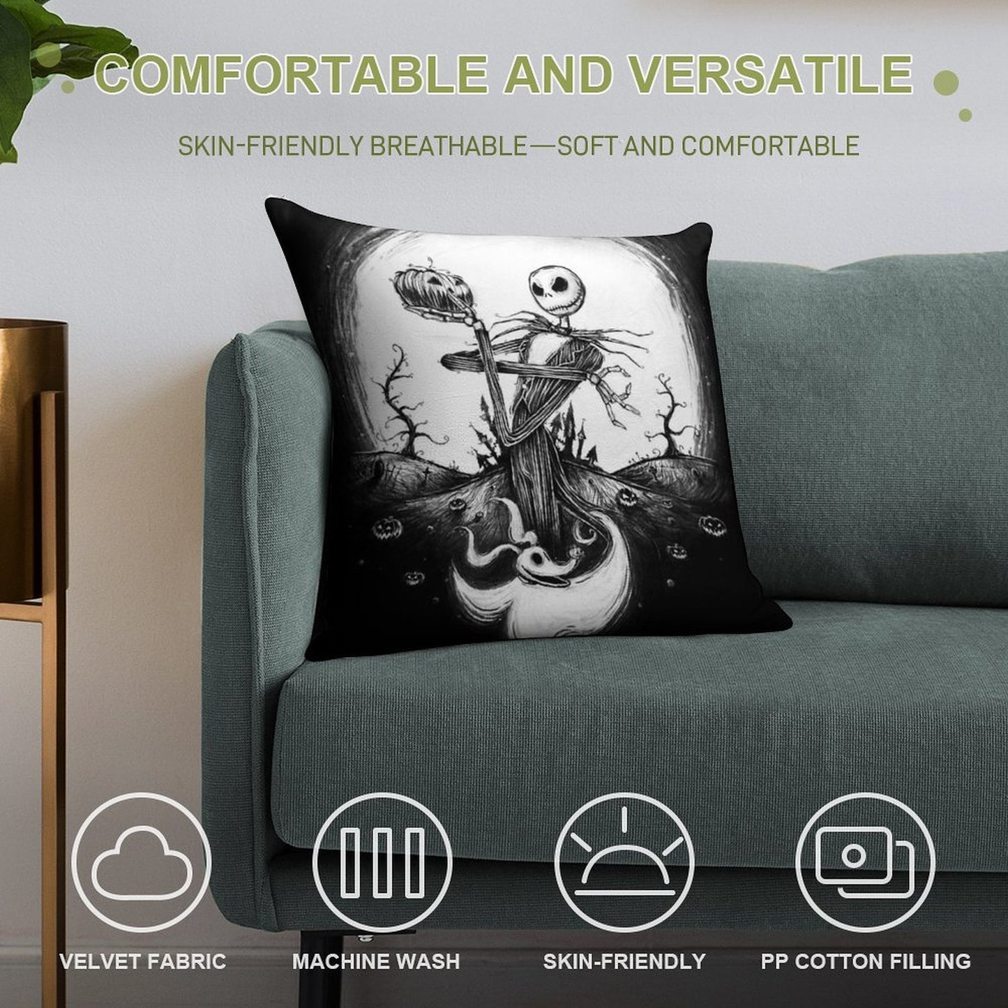 Halloween Tale Soft Washable Throw Pillow