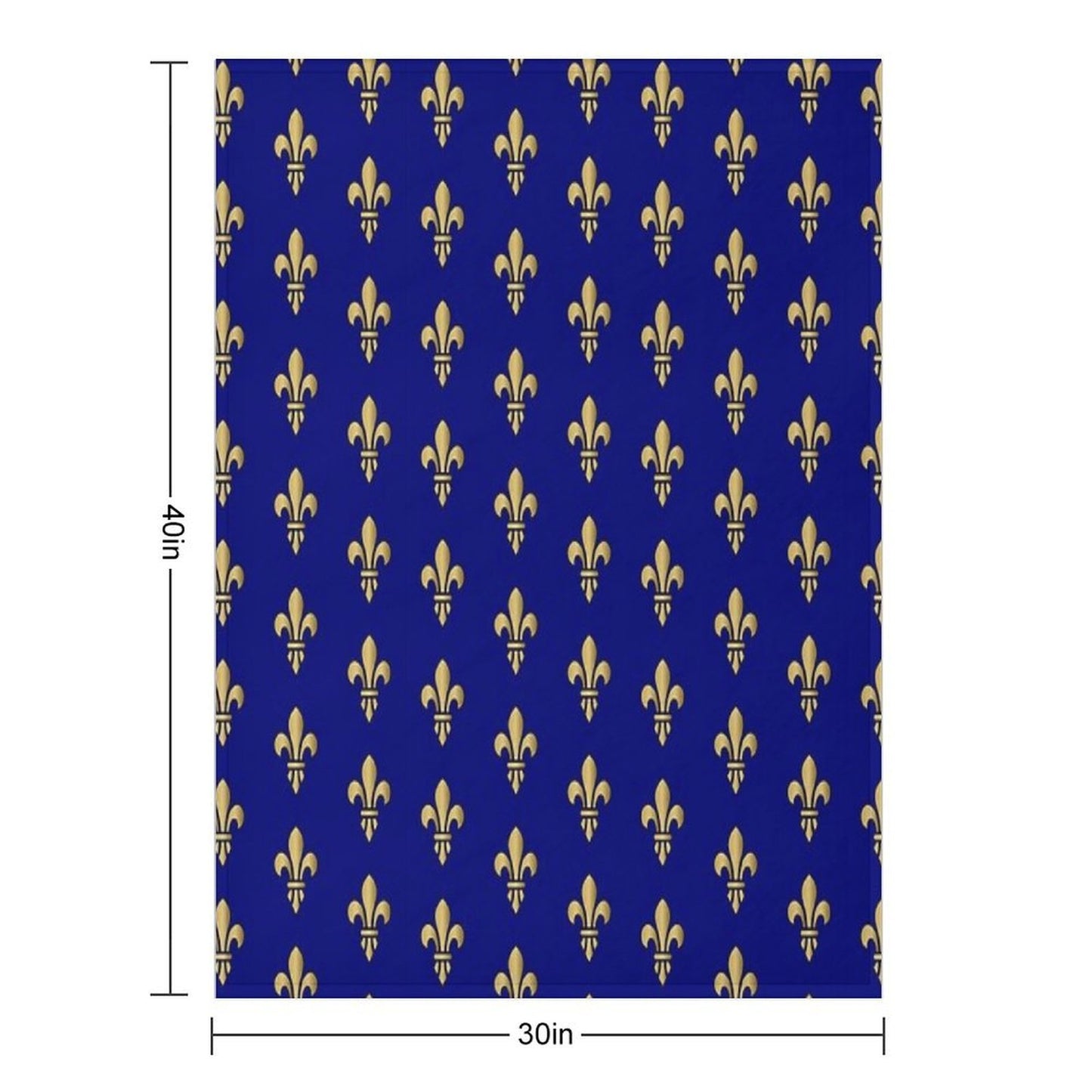 Royal Heraldic Golden Lilies on Blue Background Seamless Pattern Sustainable Throw Blanket