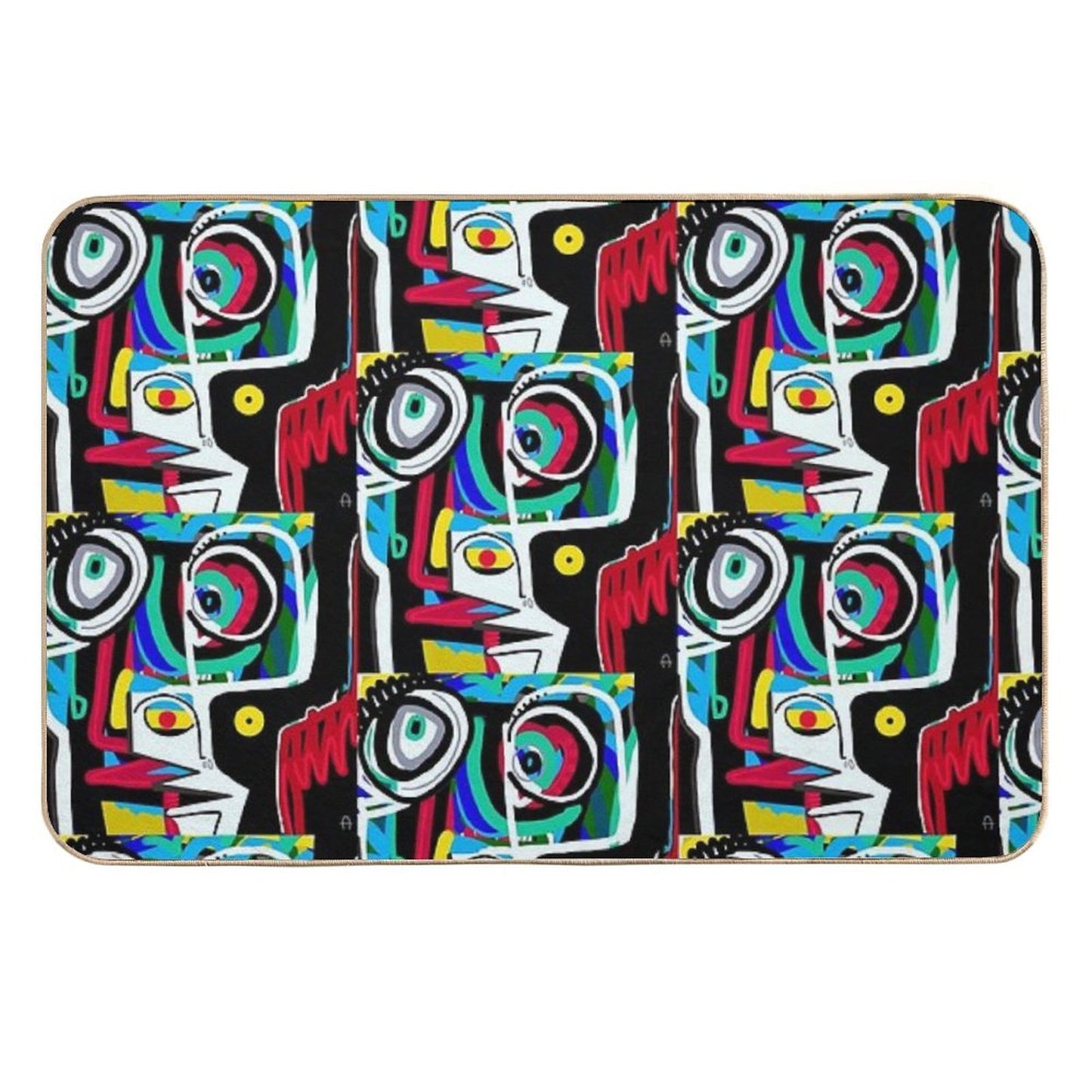 Face Expressionism, Art Brut Odorless Bath Mat