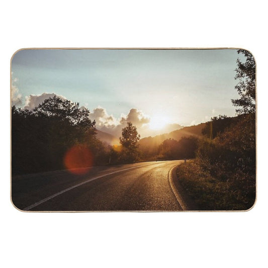 Road at Sunset  Stain-Proof Bath Mat